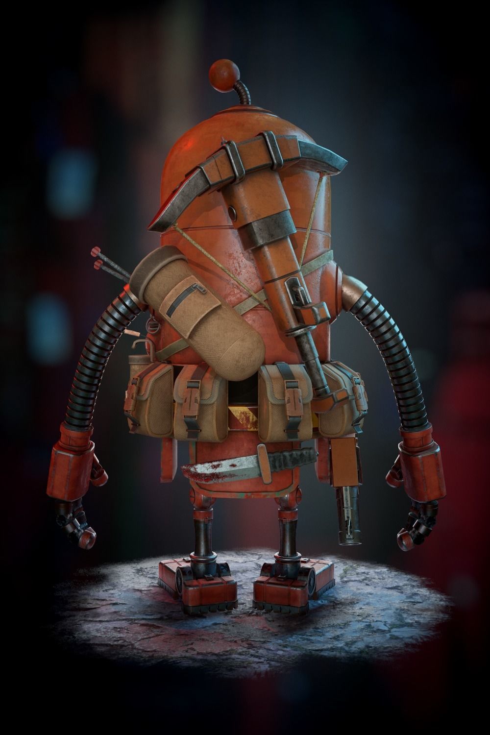 Rusty The Robot Low-poly 3D model_7