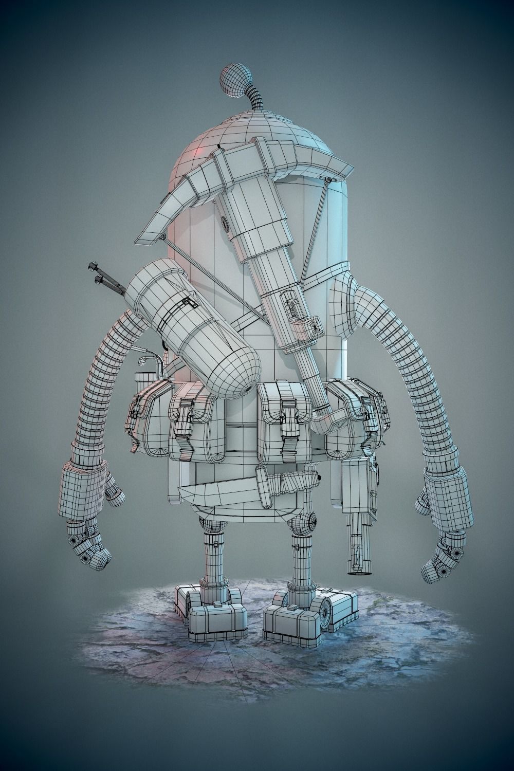Rusty The Robot Low-poly 3D model_3