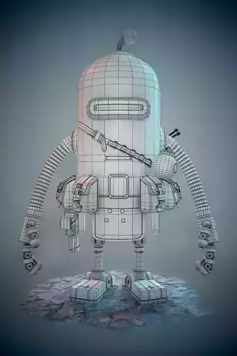 Rusty The Robot Low-poly 3D model