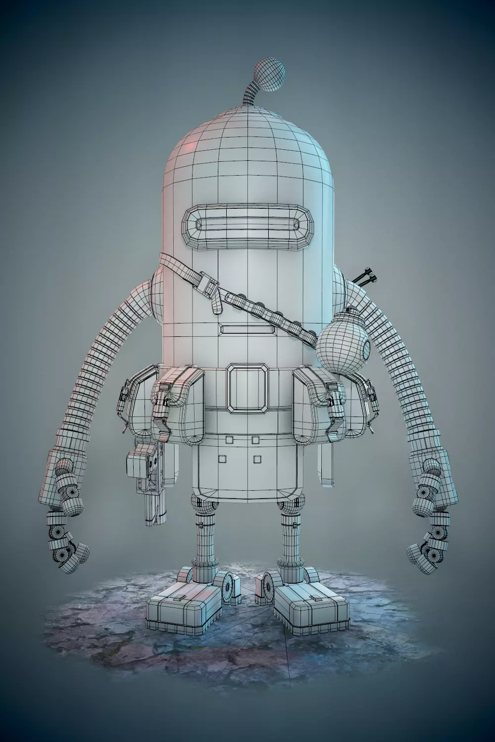 Rusty The Robot Low-poly 3D model_0