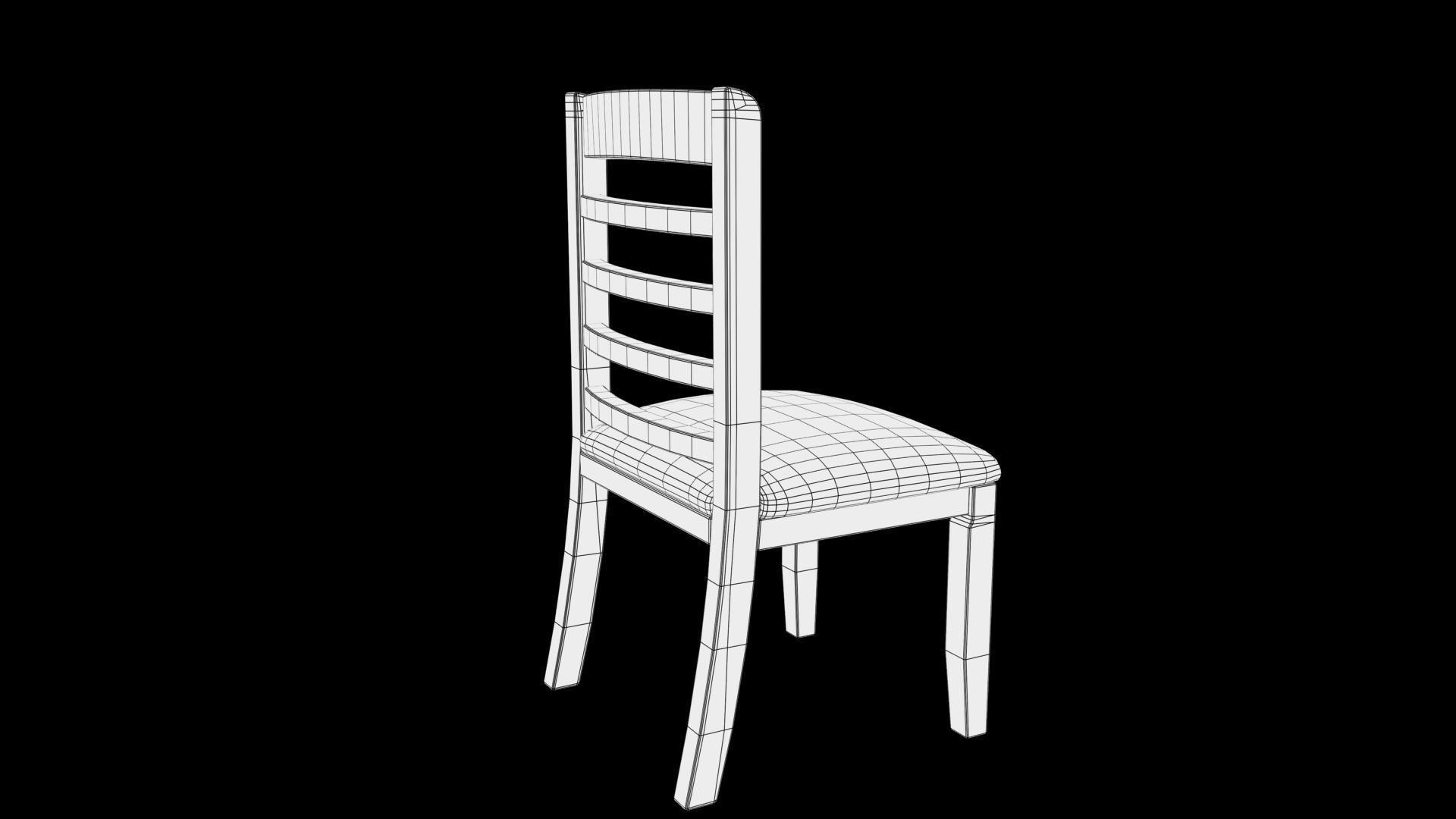 chair wooden Low-poly 3D model_8