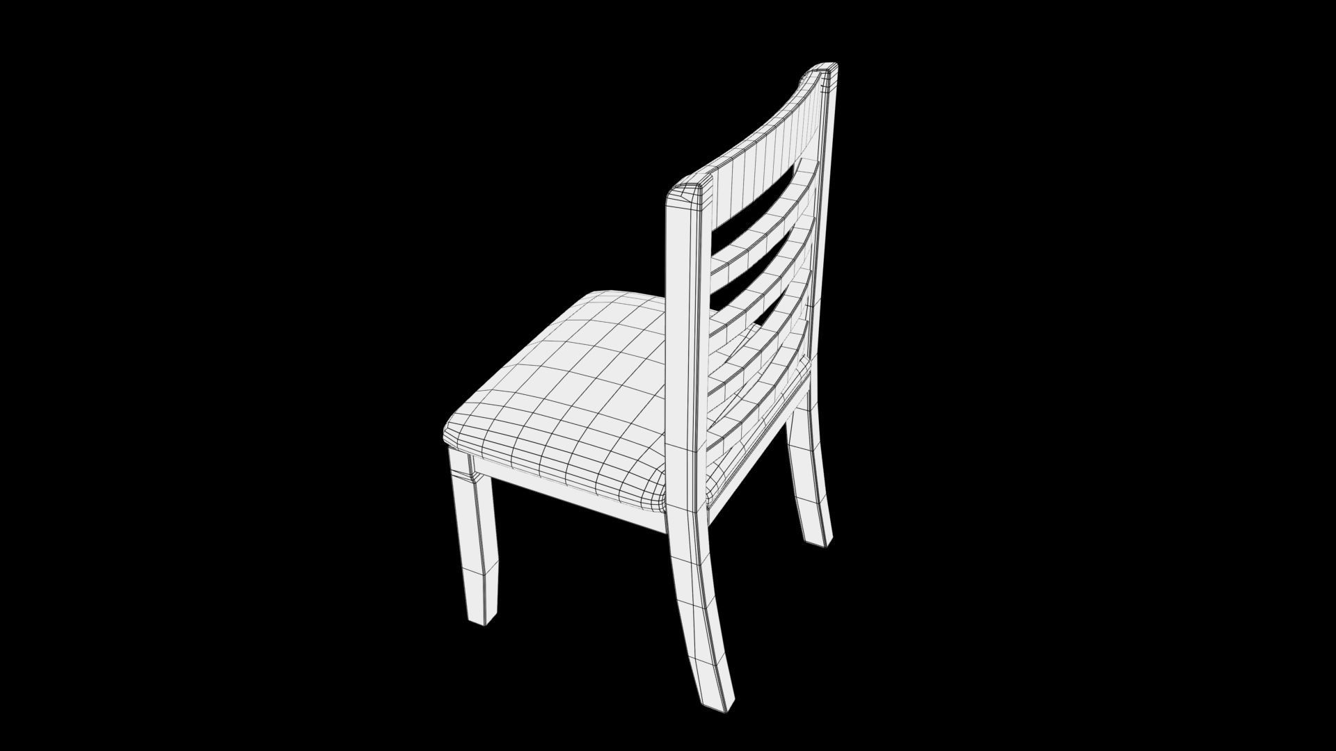 chair wooden Low-poly 3D model_9
