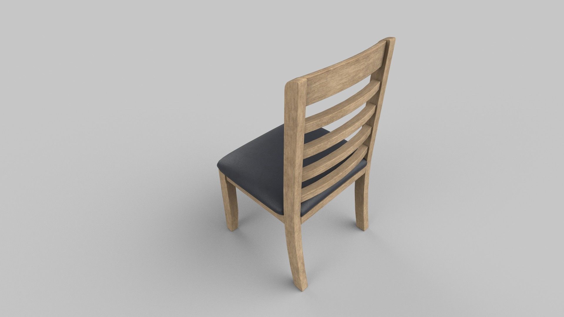 chair wooden Low-poly 3D model_4