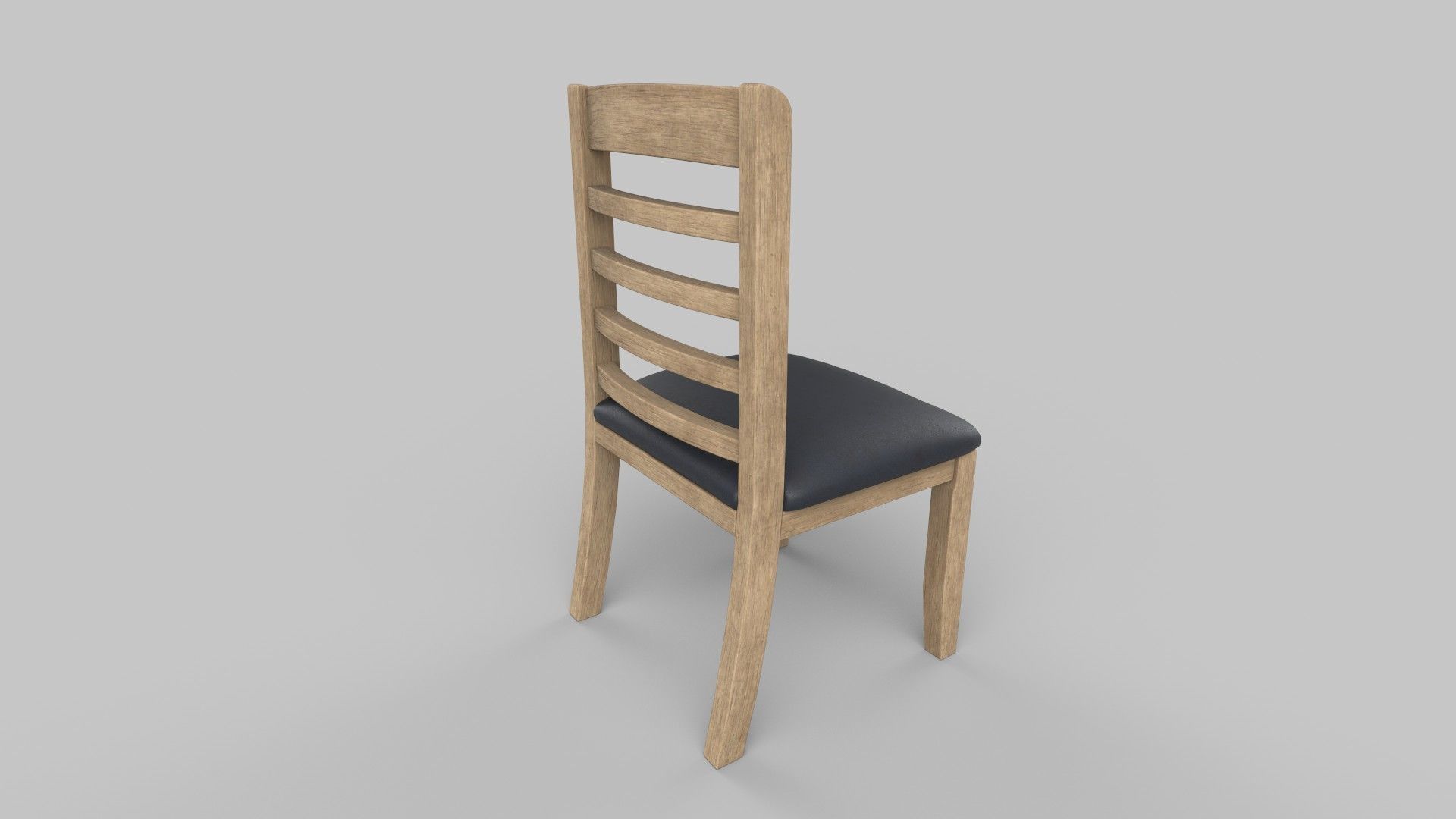 chair wooden Low-poly 3D model_3