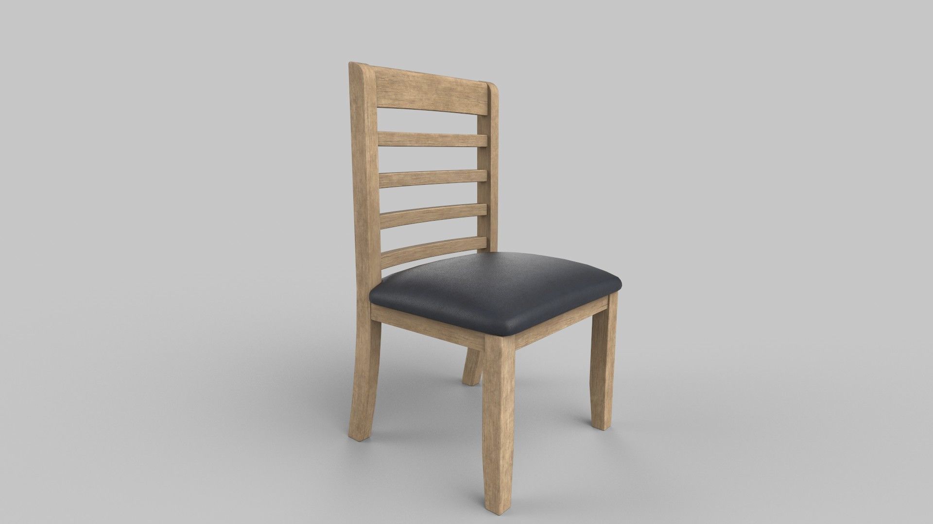 chair wooden Low-poly 3D model_2