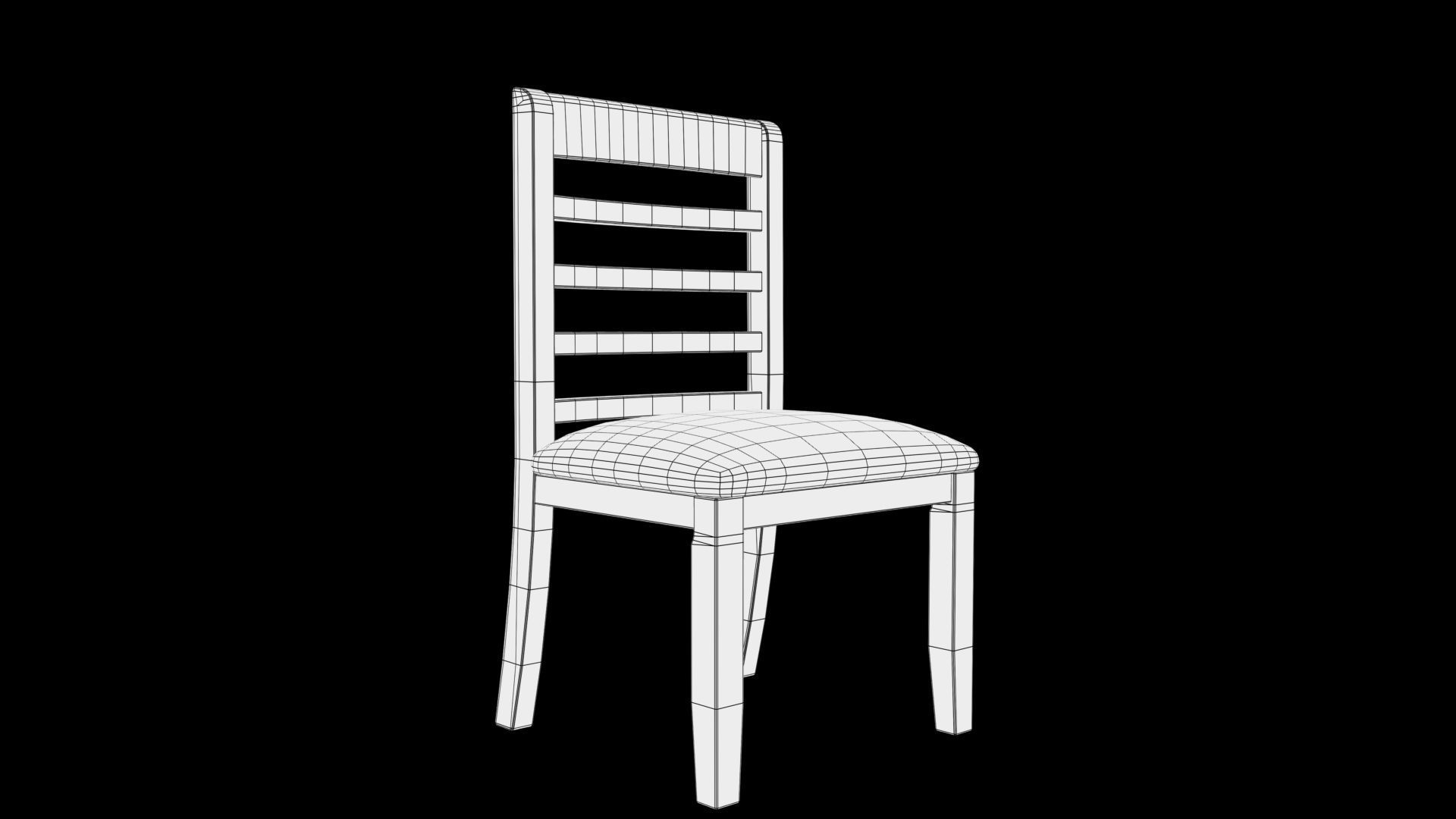 chair wooden Low-poly 3D model_7