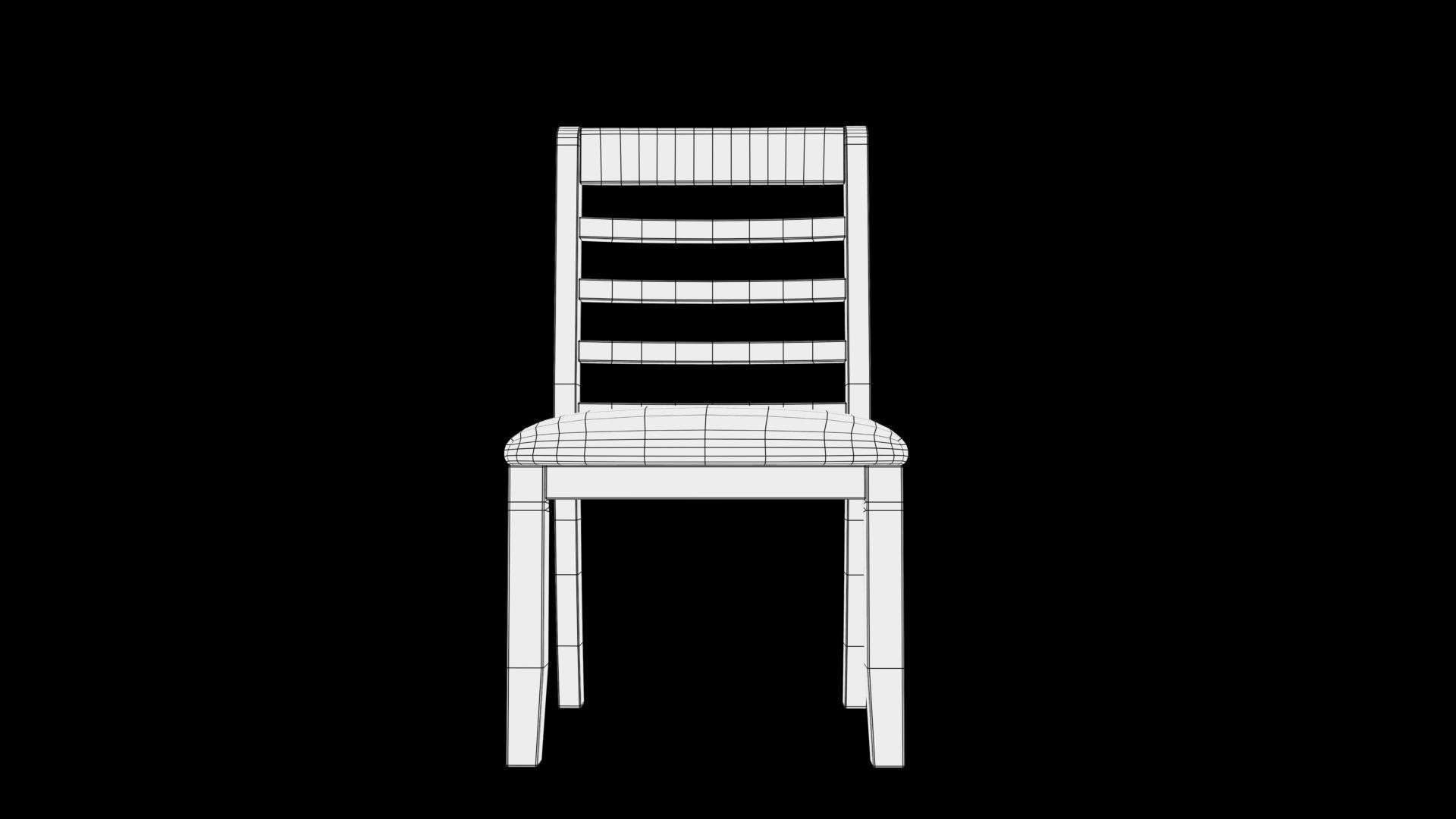 chair wooden Low-poly 3D model_5