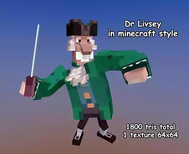 Dr Livsey in minecraft style Low-poly 3D model