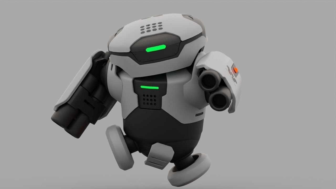 Combat Robot NIOVI  rigged 3D model_1