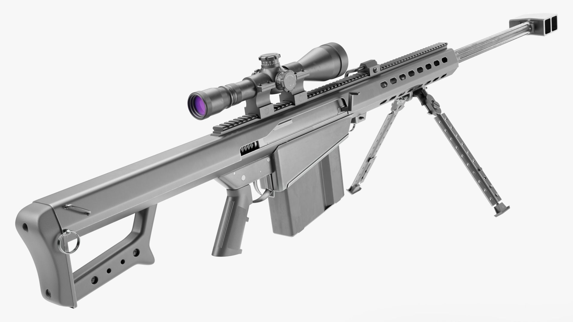 Barrett M82 With Stand Sniper Rifle 3D model_1