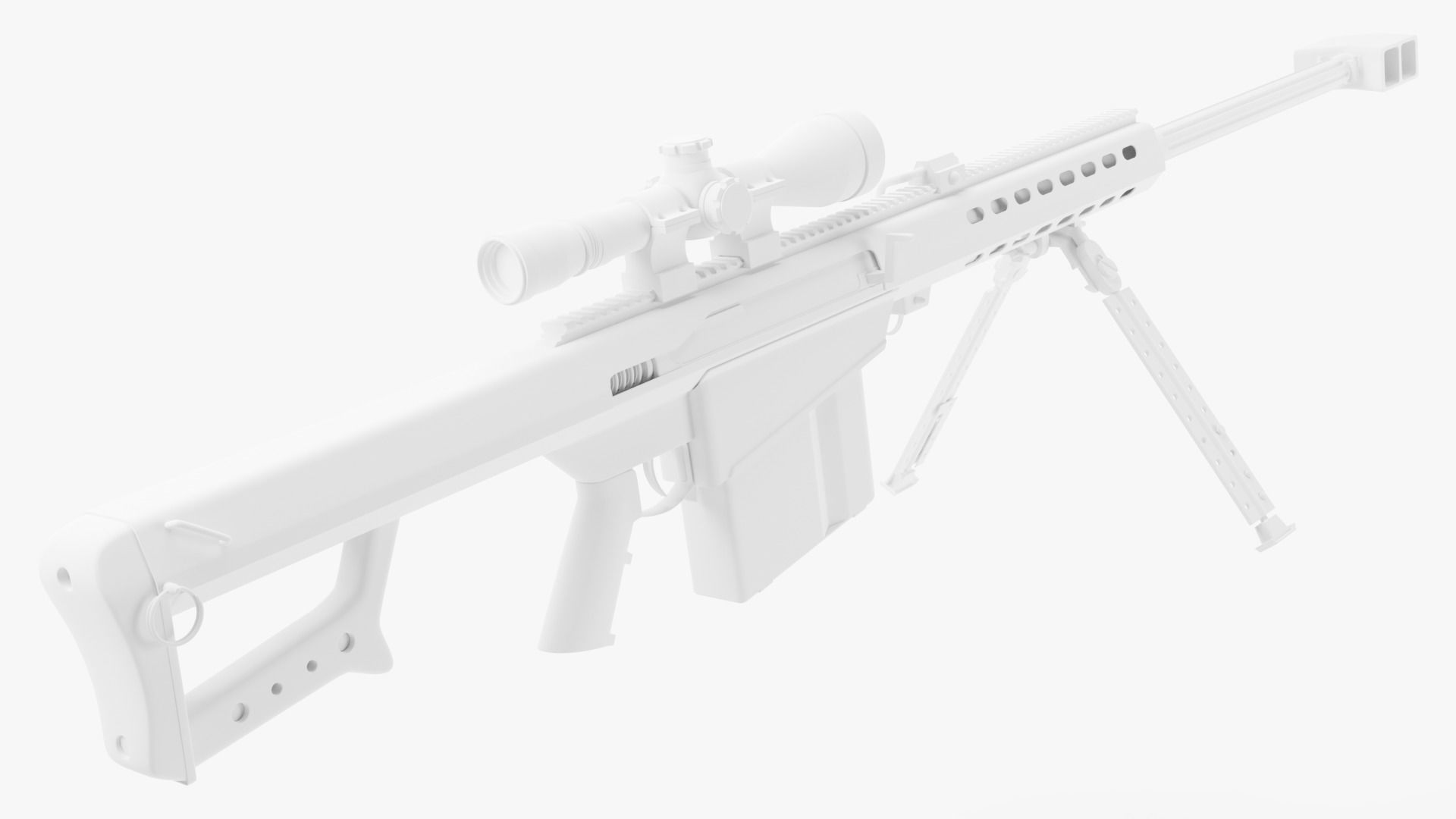 Barrett M82 With Stand Sniper Rifle 3D model_11