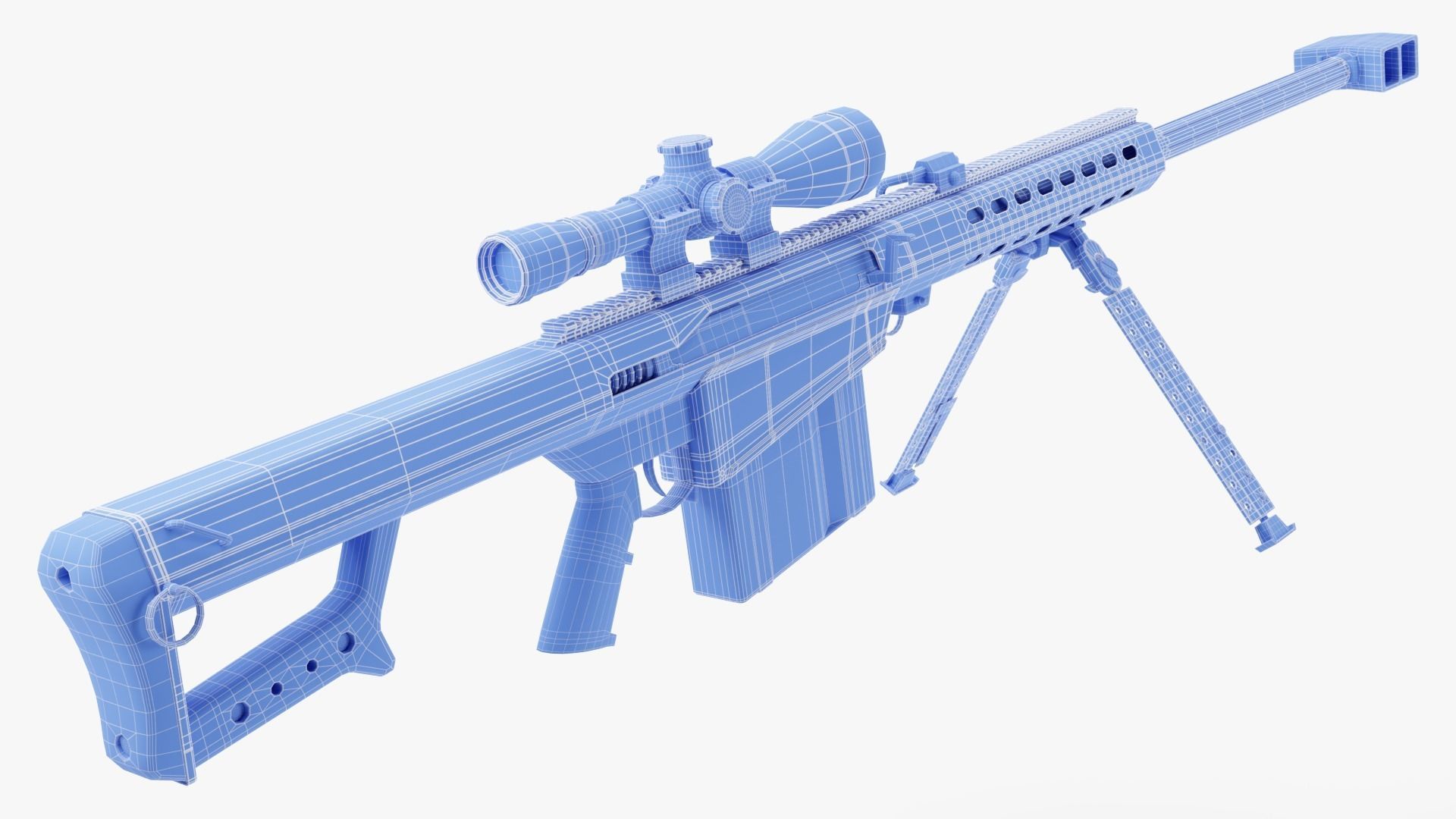 Barrett M82 With Stand Sniper Rifle 3D model_29