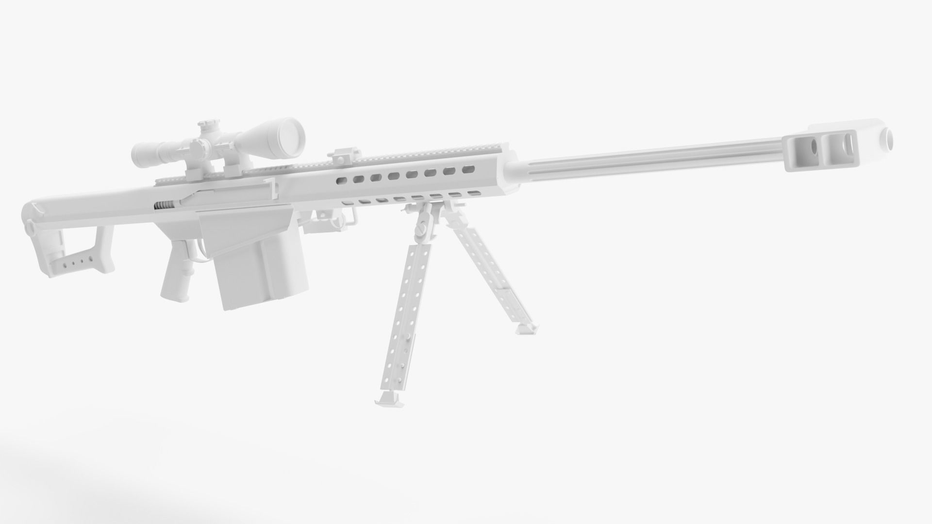 Barrett M82 With Stand Sniper Rifle 3D model_10