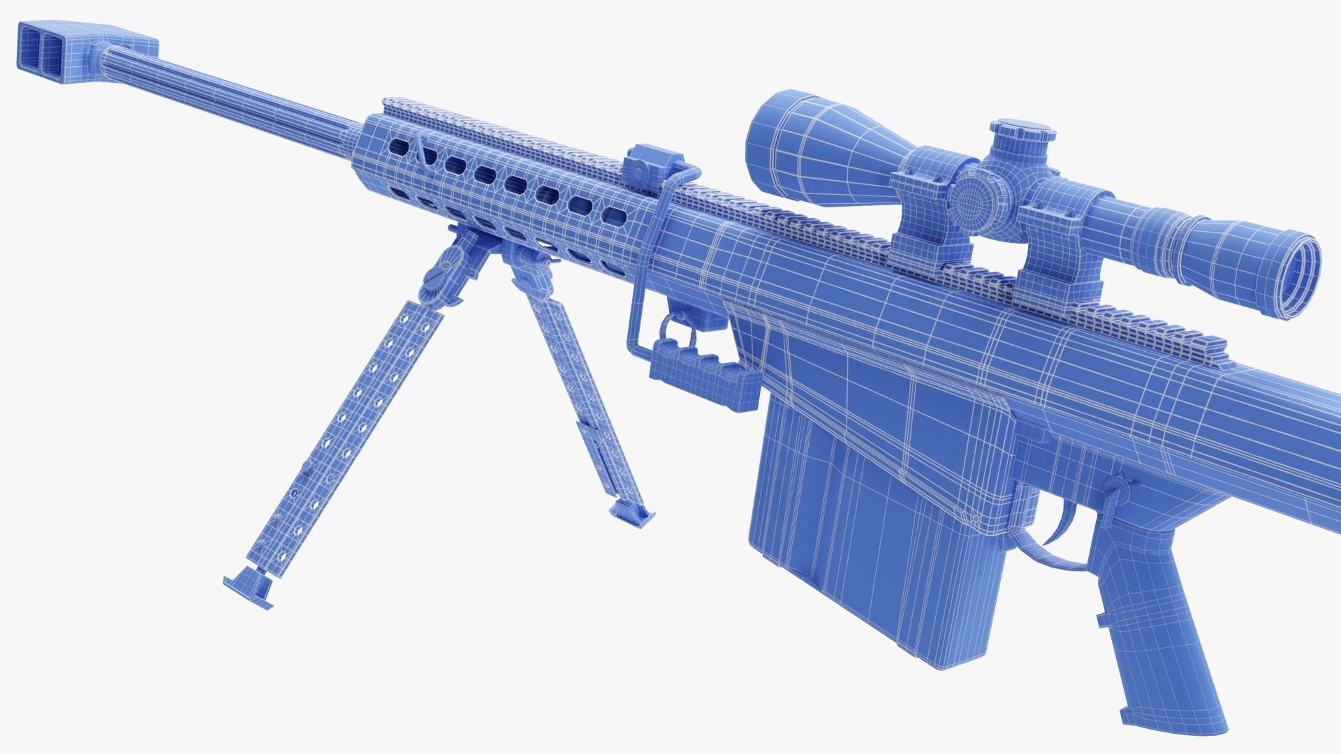 Barrett M82 With Stand Sniper Rifle 3D model_27