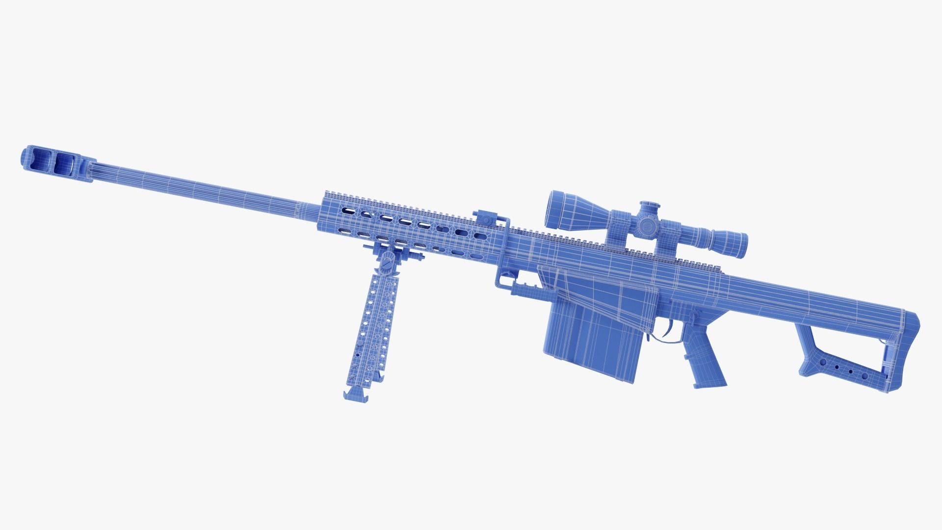 Barrett M82 With Stand Sniper Rifle 3D model_23