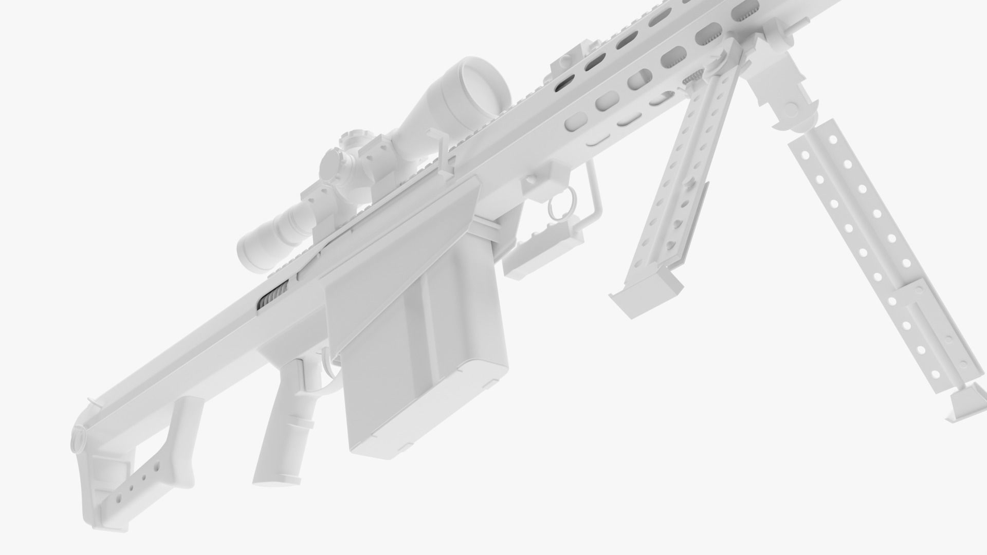 Barrett M82 With Stand Sniper Rifle 3D model_13