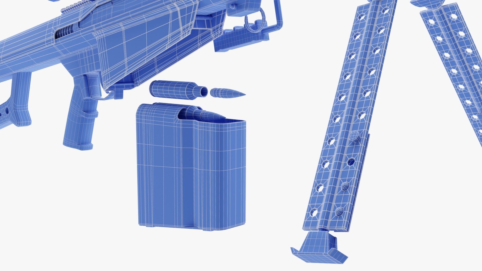 Barrett M82 With Stand Sniper Rifle 3D model_28