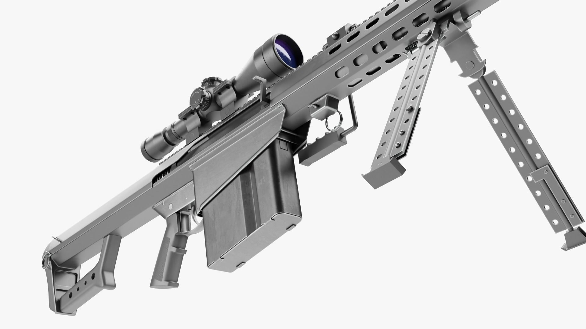 Barrett M82 With Stand Sniper Rifle 3D model_3