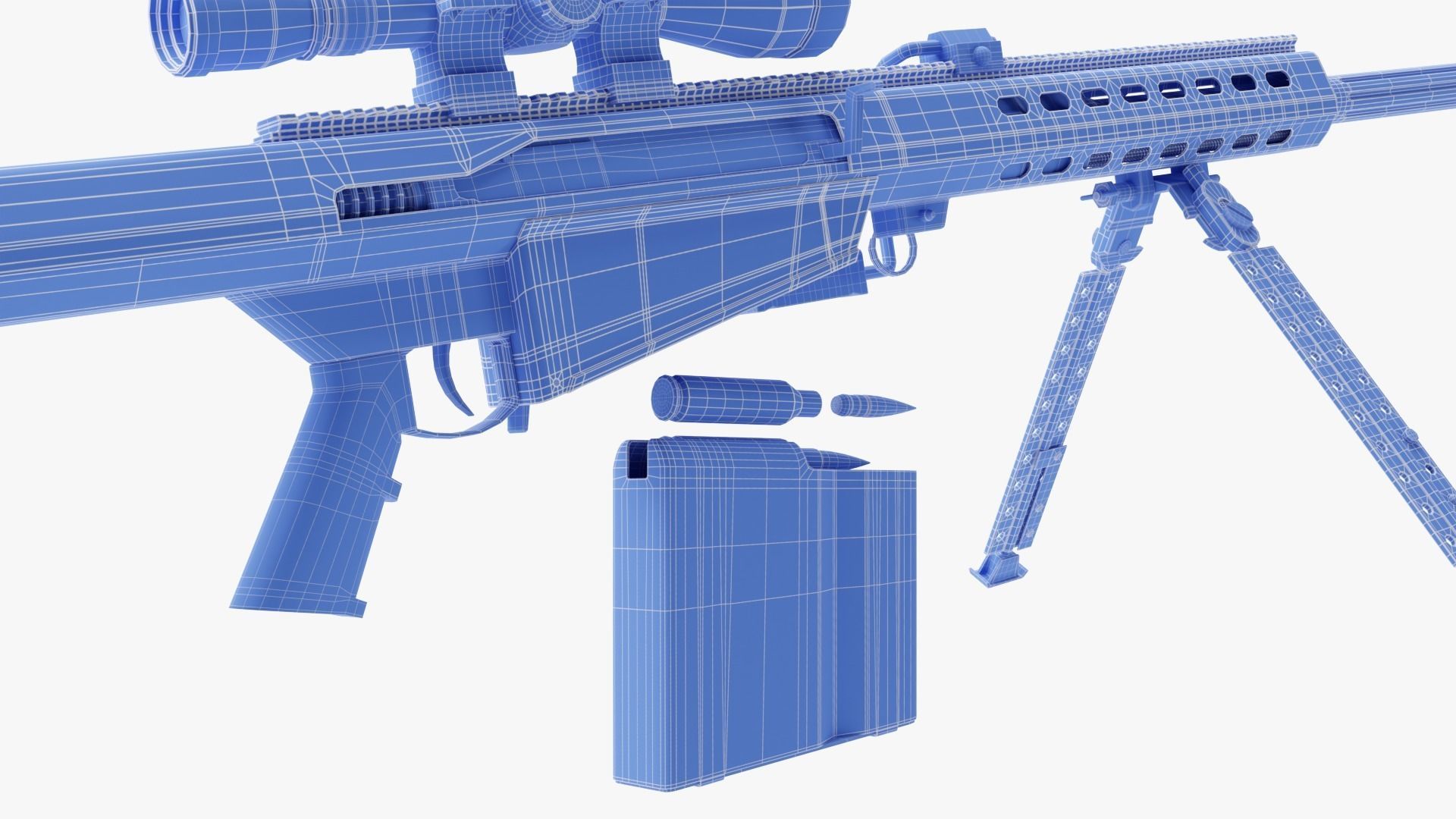 Barrett M82 With Stand Sniper Rifle 3D model_21