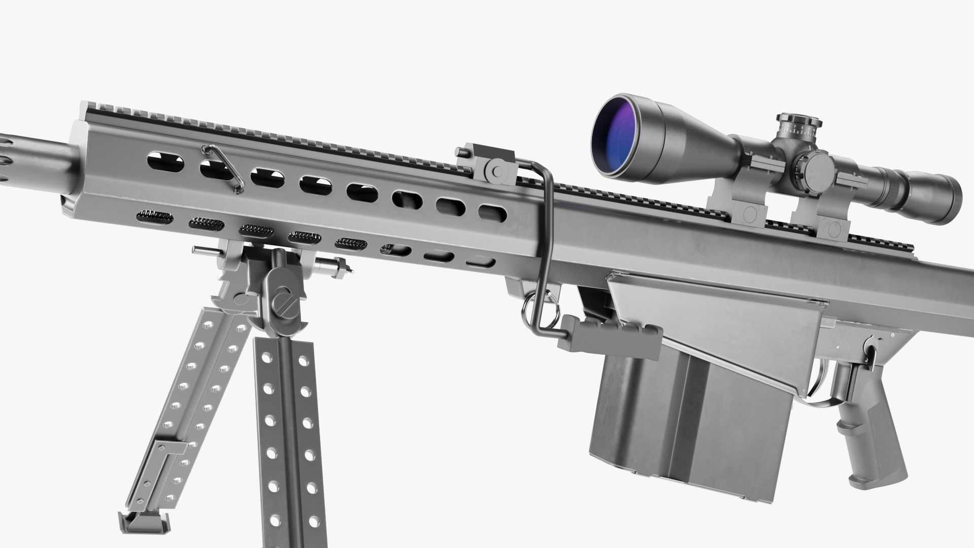 Barrett M82 With Stand Sniper Rifle 3D model_6