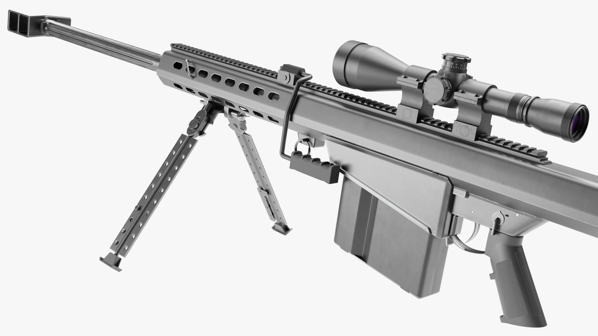 Barrett M82 With Stand Sniper Rifle 3D model_5