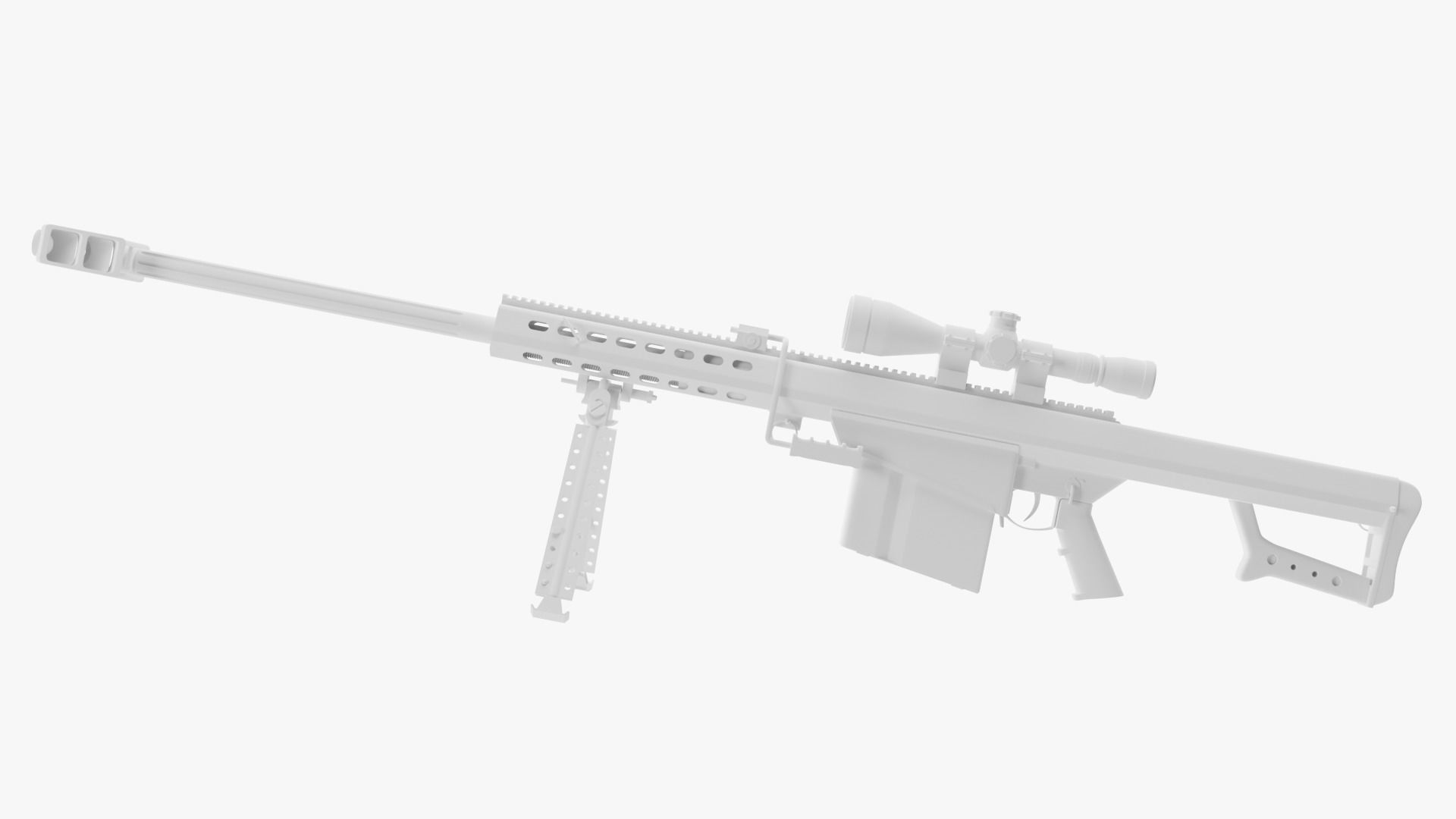 Barrett M82 With Stand Sniper Rifle 3D model_19