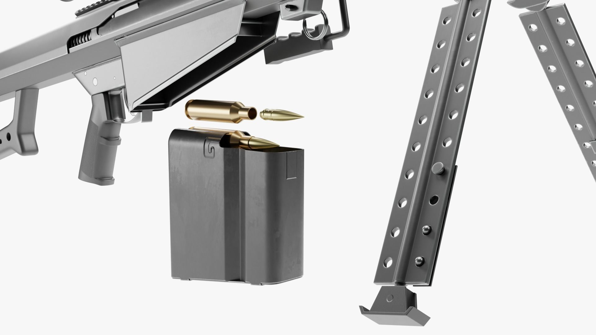 Barrett M82 With Stand Sniper Rifle 3D model_9