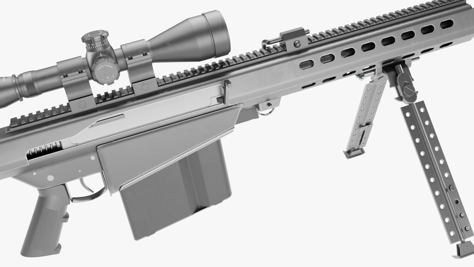 Barrett M82 With Stand Sniper Rifle 3D model_2