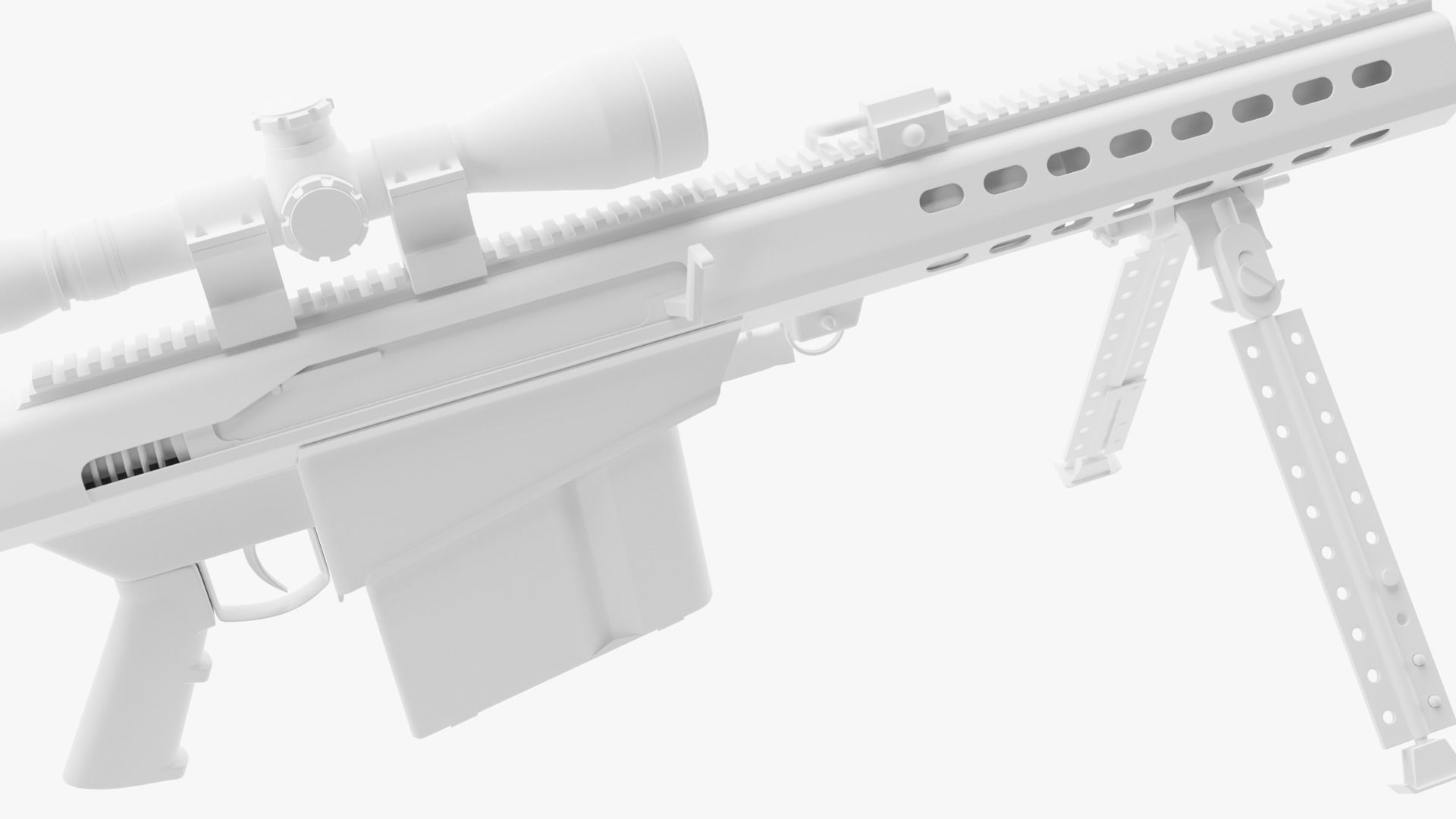Barrett M82 With Stand Sniper Rifle 3D model_12