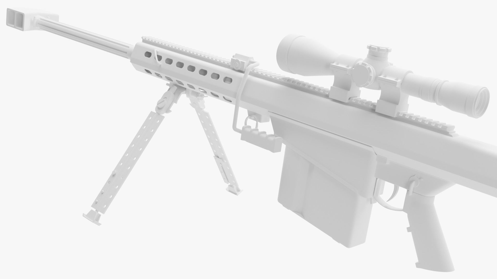 Barrett M82 With Stand Sniper Rifle 3D model_14