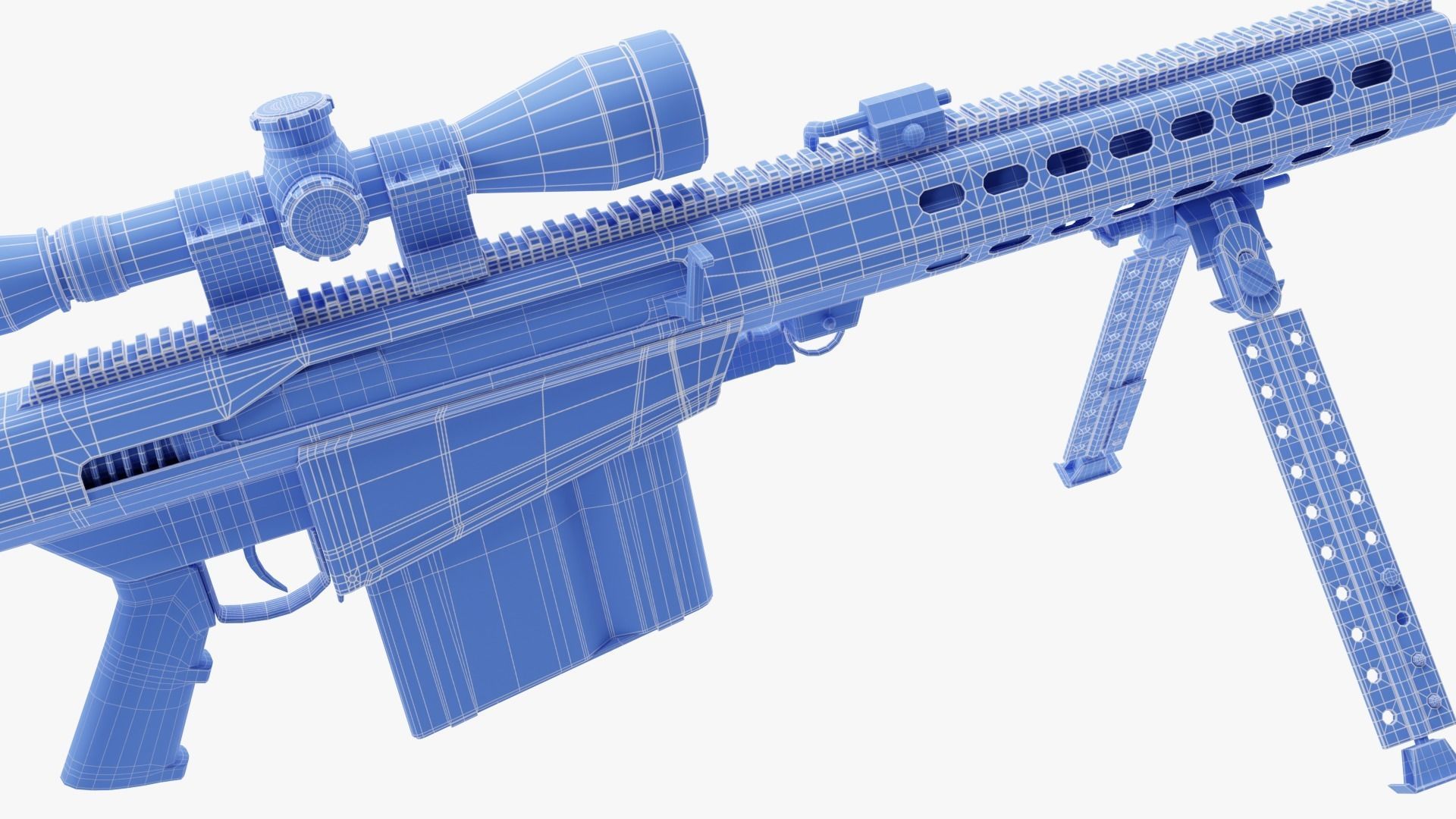 Barrett M82 With Stand Sniper Rifle 3D model_26
