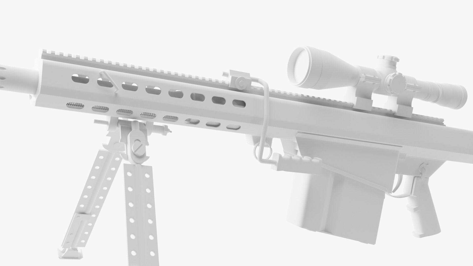 Barrett M82 With Stand Sniper Rifle 3D model_16
