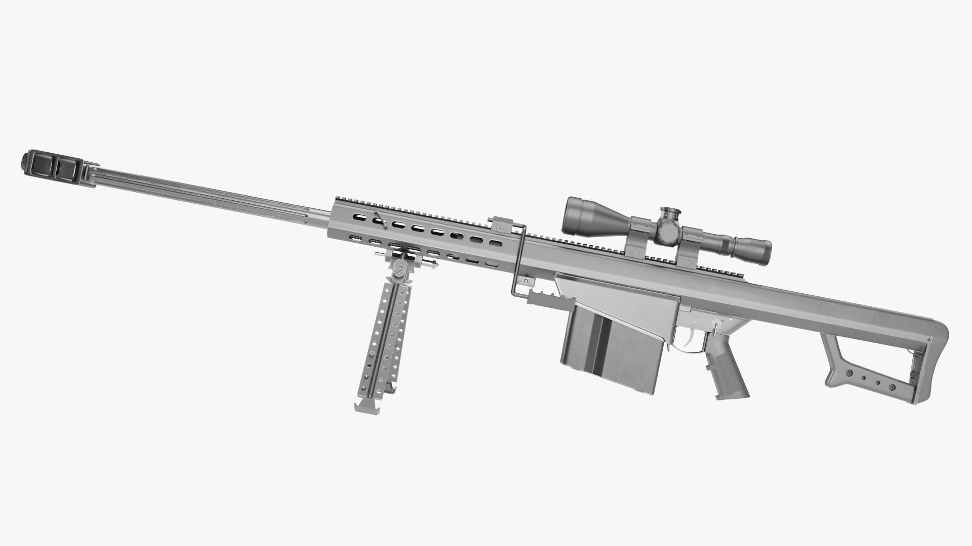 Barrett M82 With Stand Sniper Rifle 3D model_7