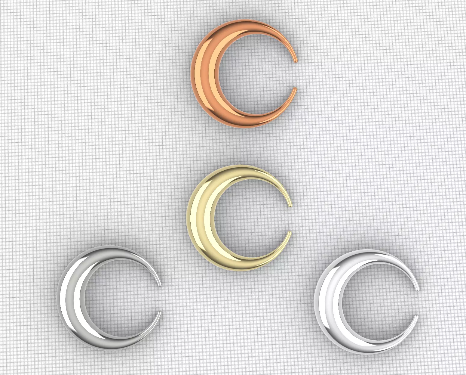 Round Crescent Moon 4 versions Free 3D print model