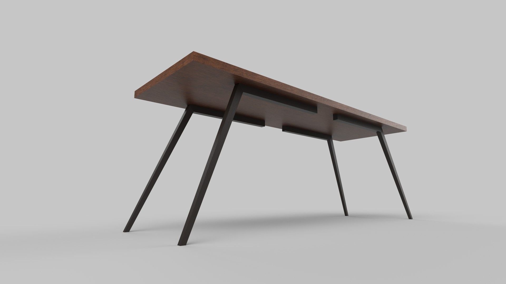 table wooden console with legs Low-poly 3D model_3