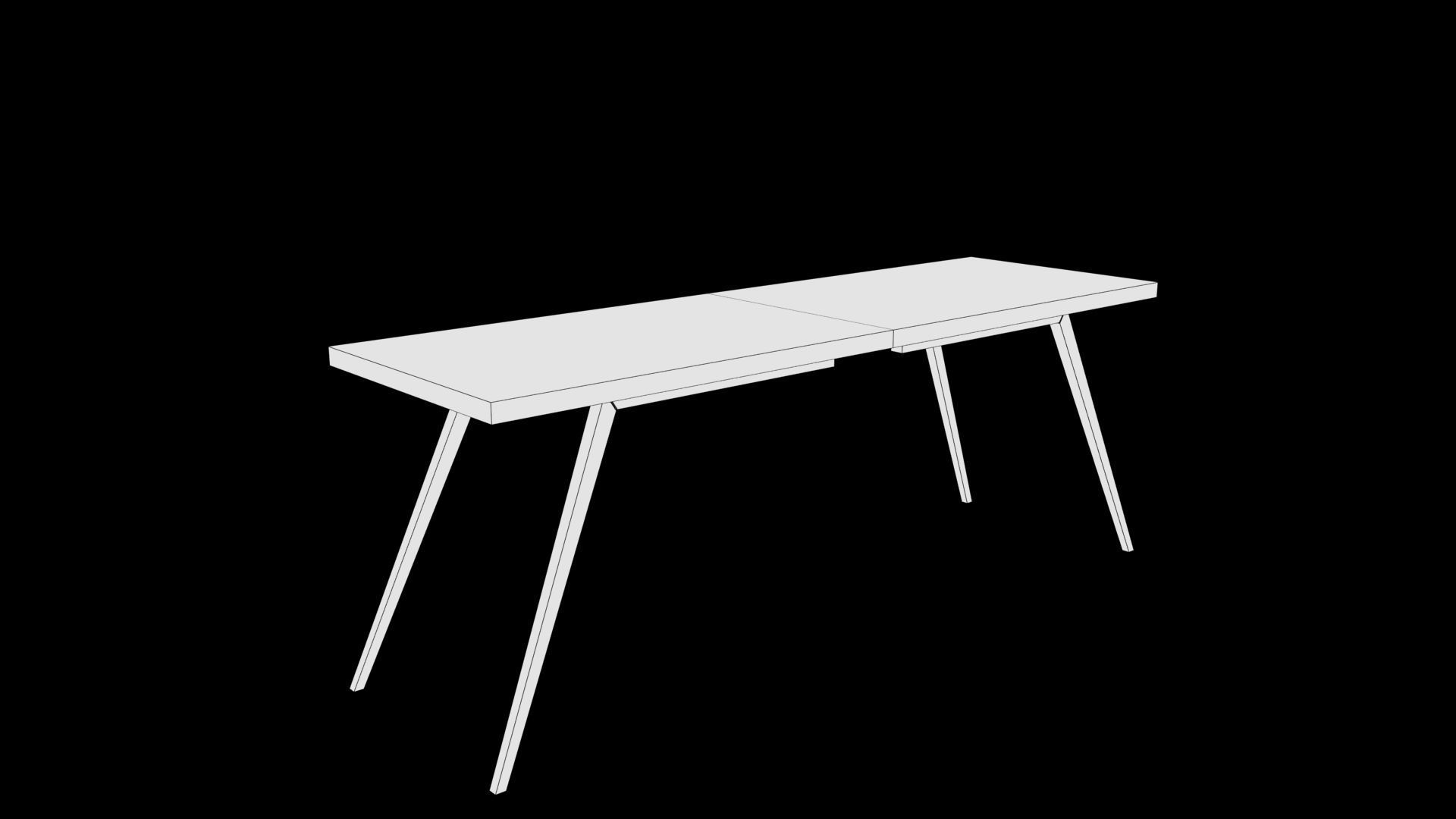 table wooden console with legs Low-poly 3D model_7