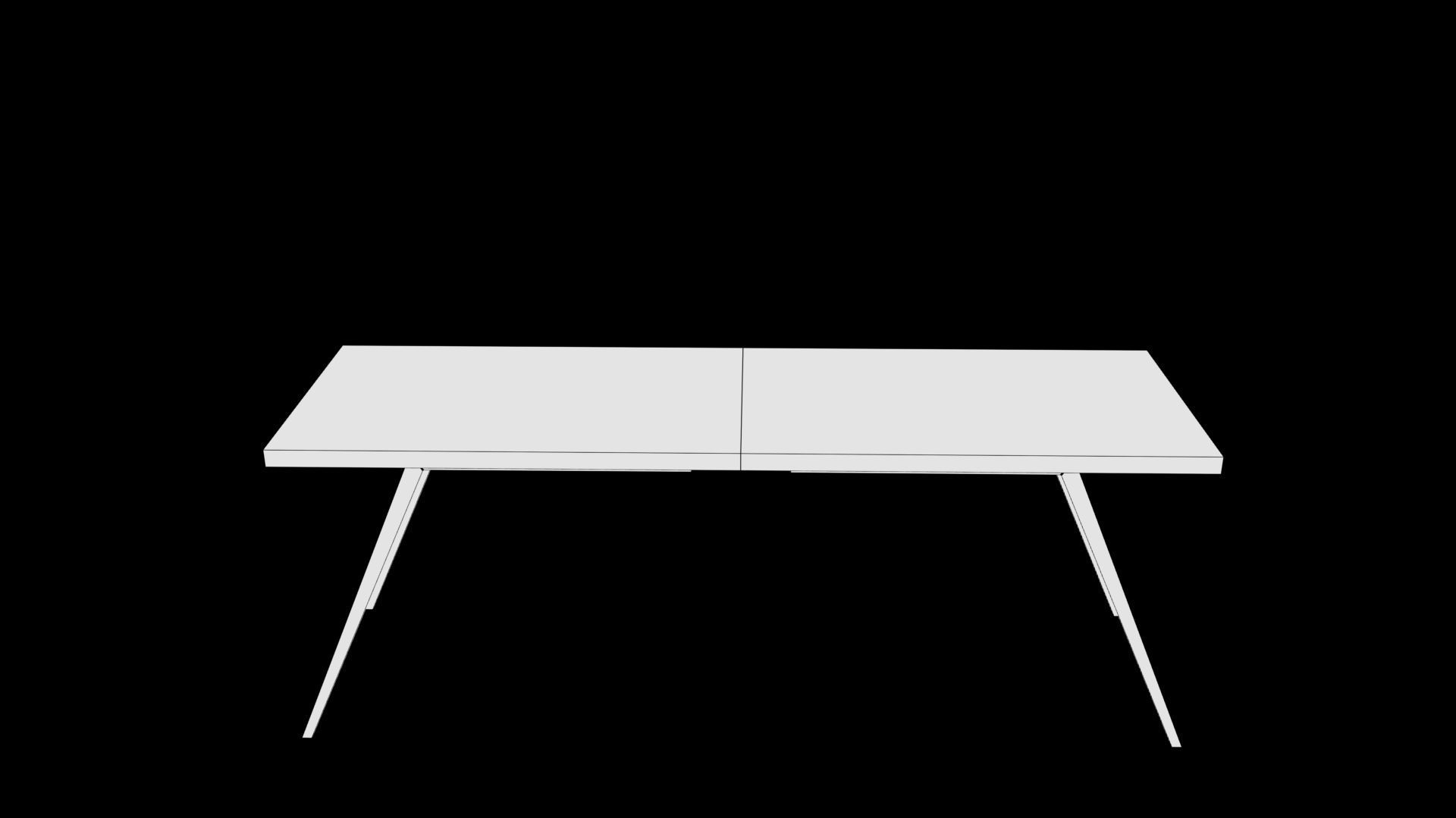 table wooden console with legs Low-poly 3D model_5