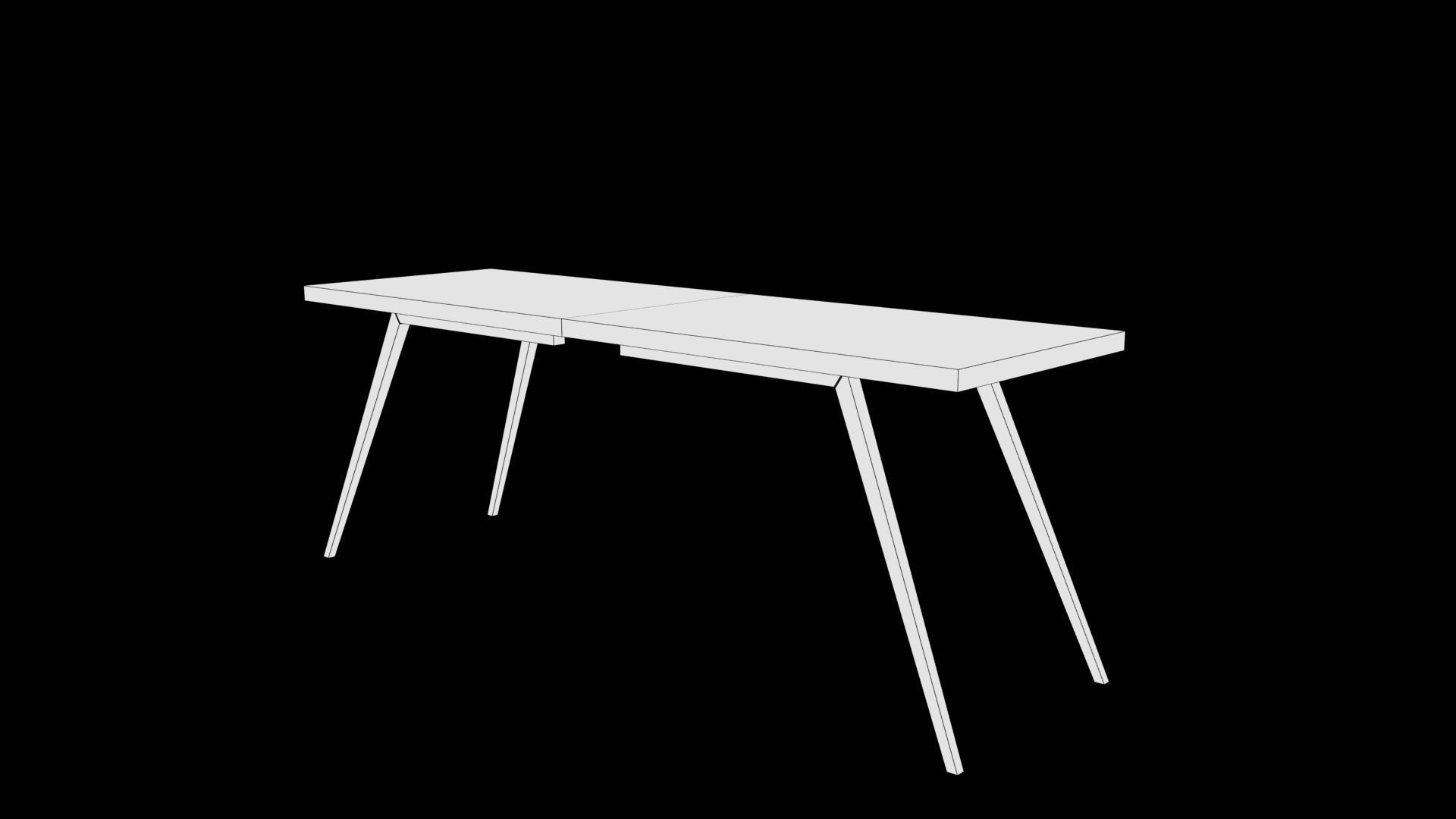 table wooden console with legs Low-poly 3D model_6
