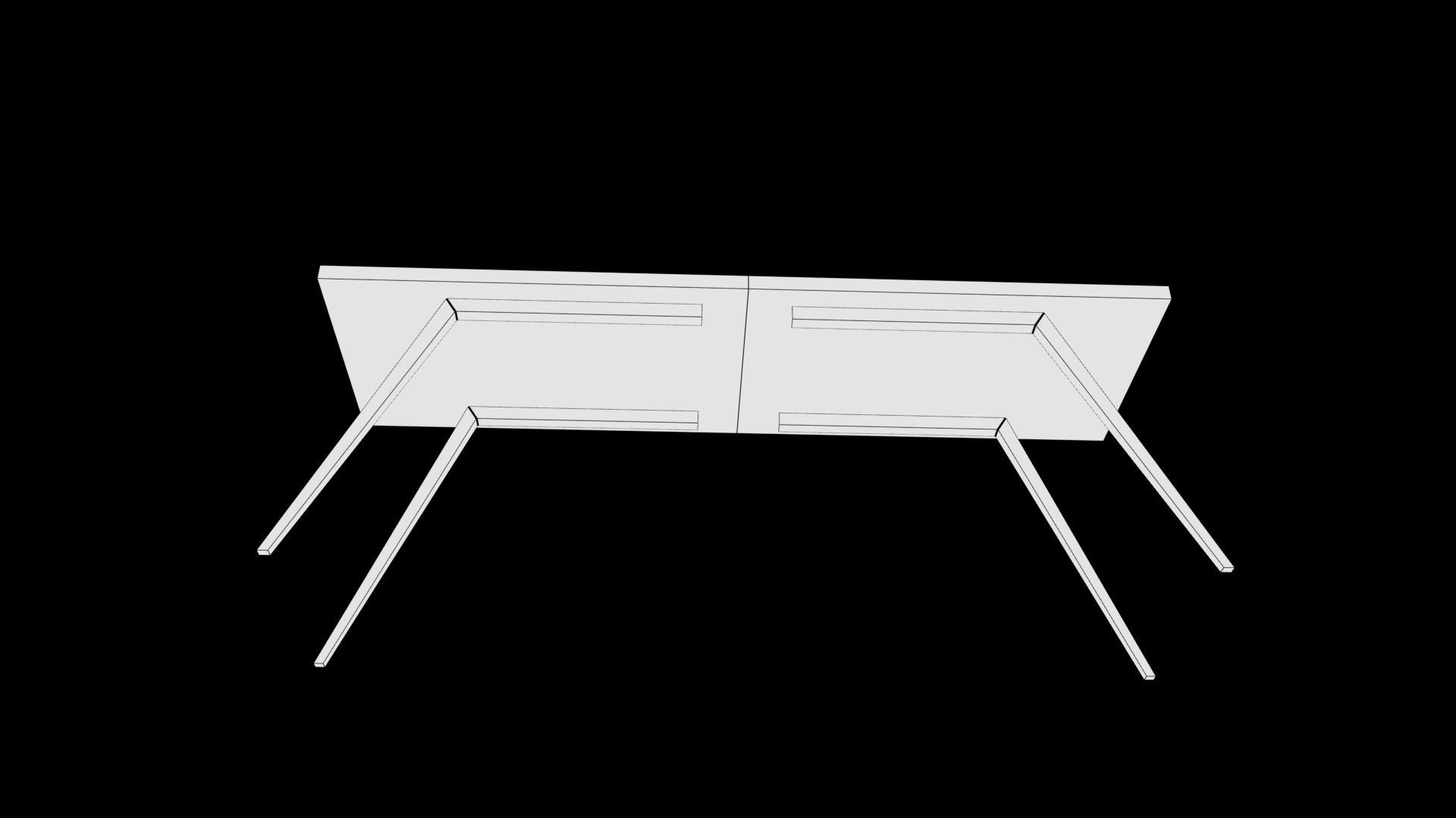 table wooden console with legs Low-poly 3D model_9