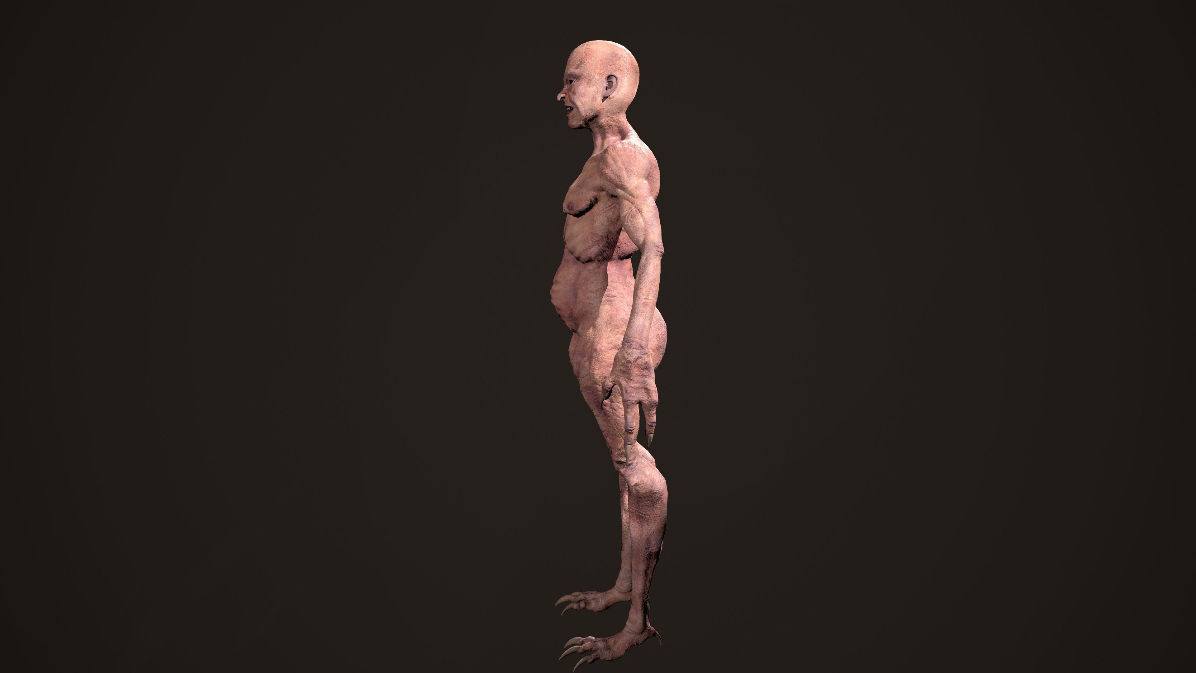 Mutant human skeleton Low-poly 3D model_7