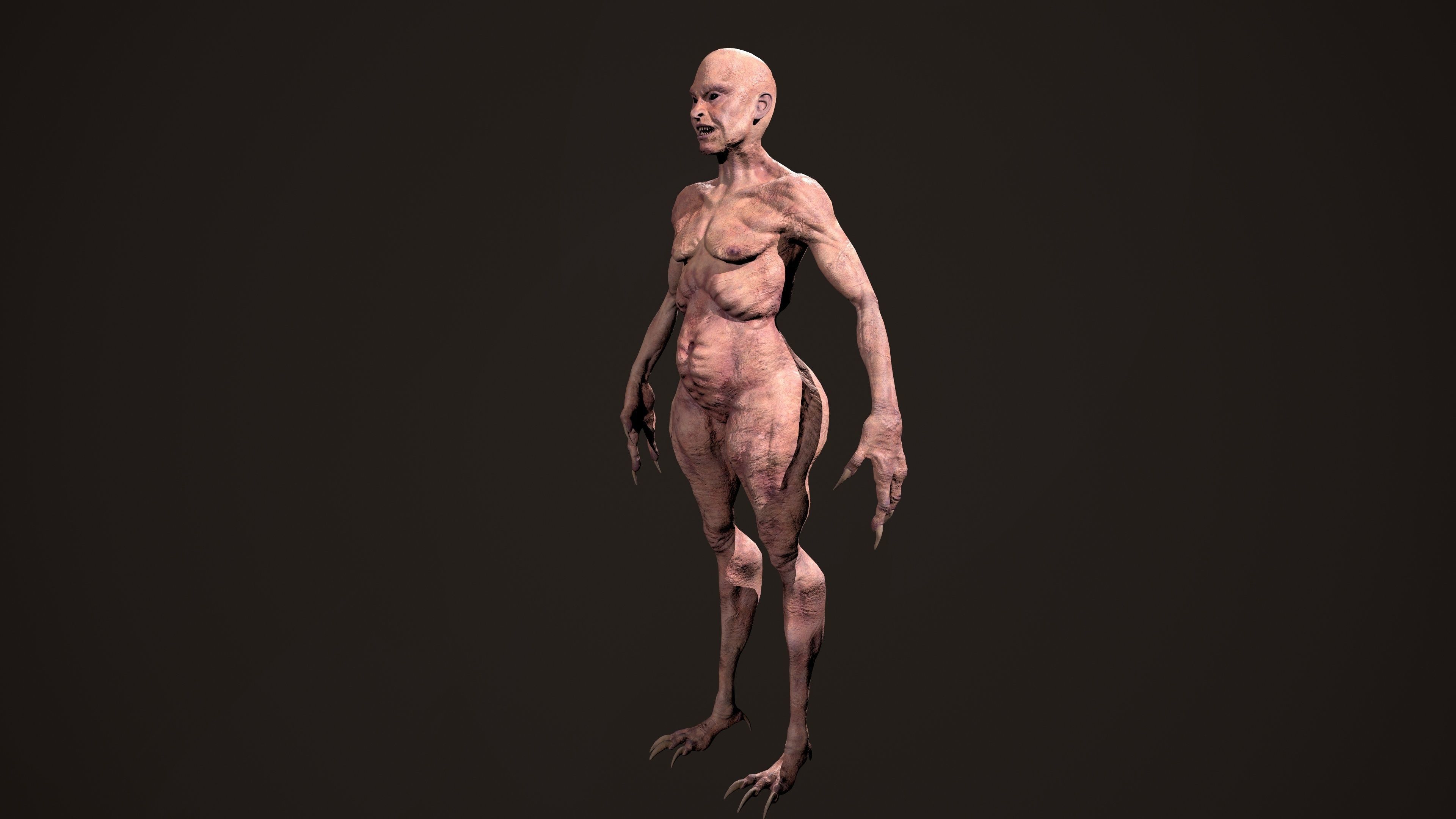 Mutant human skeleton Low-poly 3D model_8