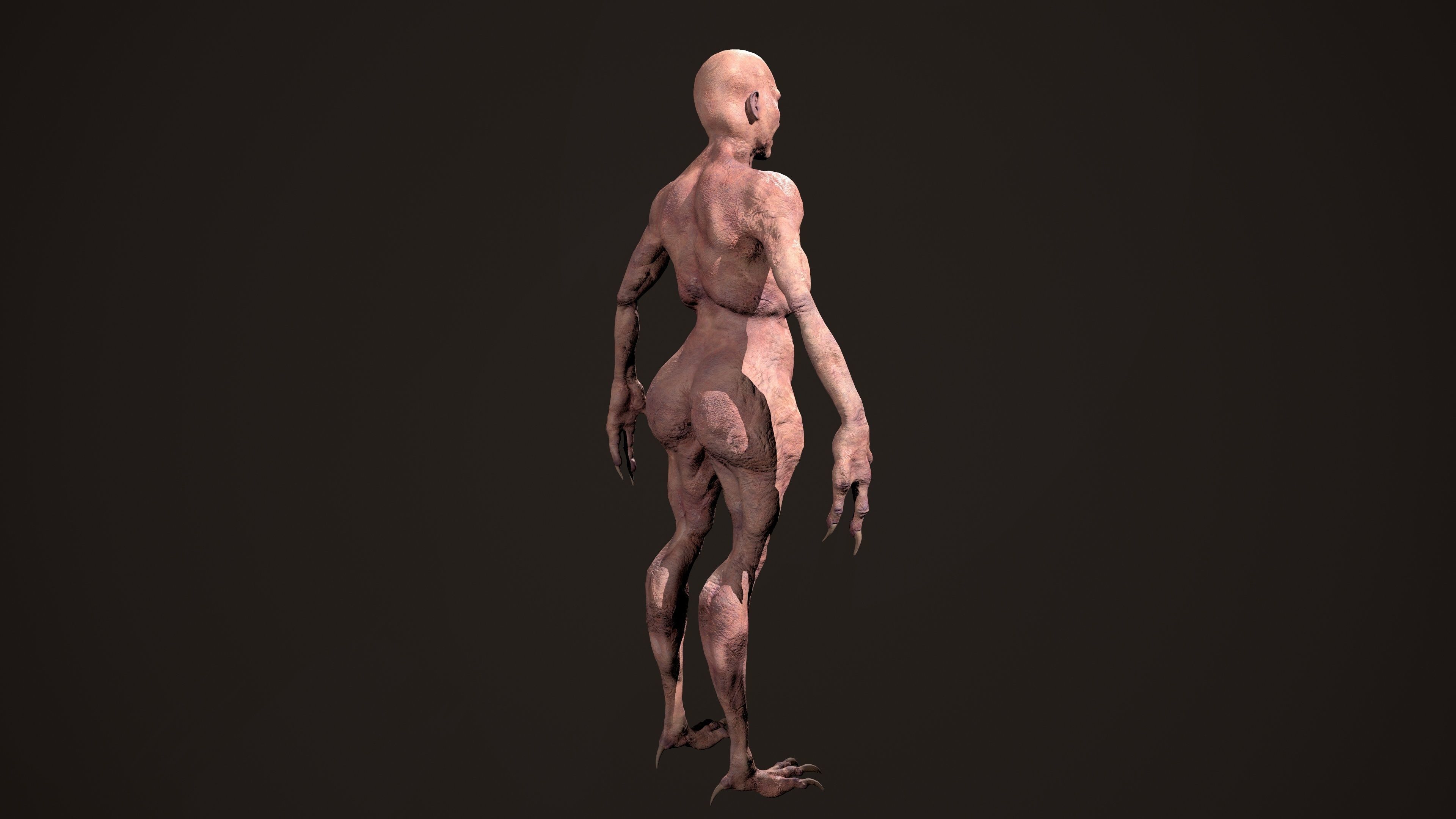 Mutant human skeleton Low-poly 3D model_4