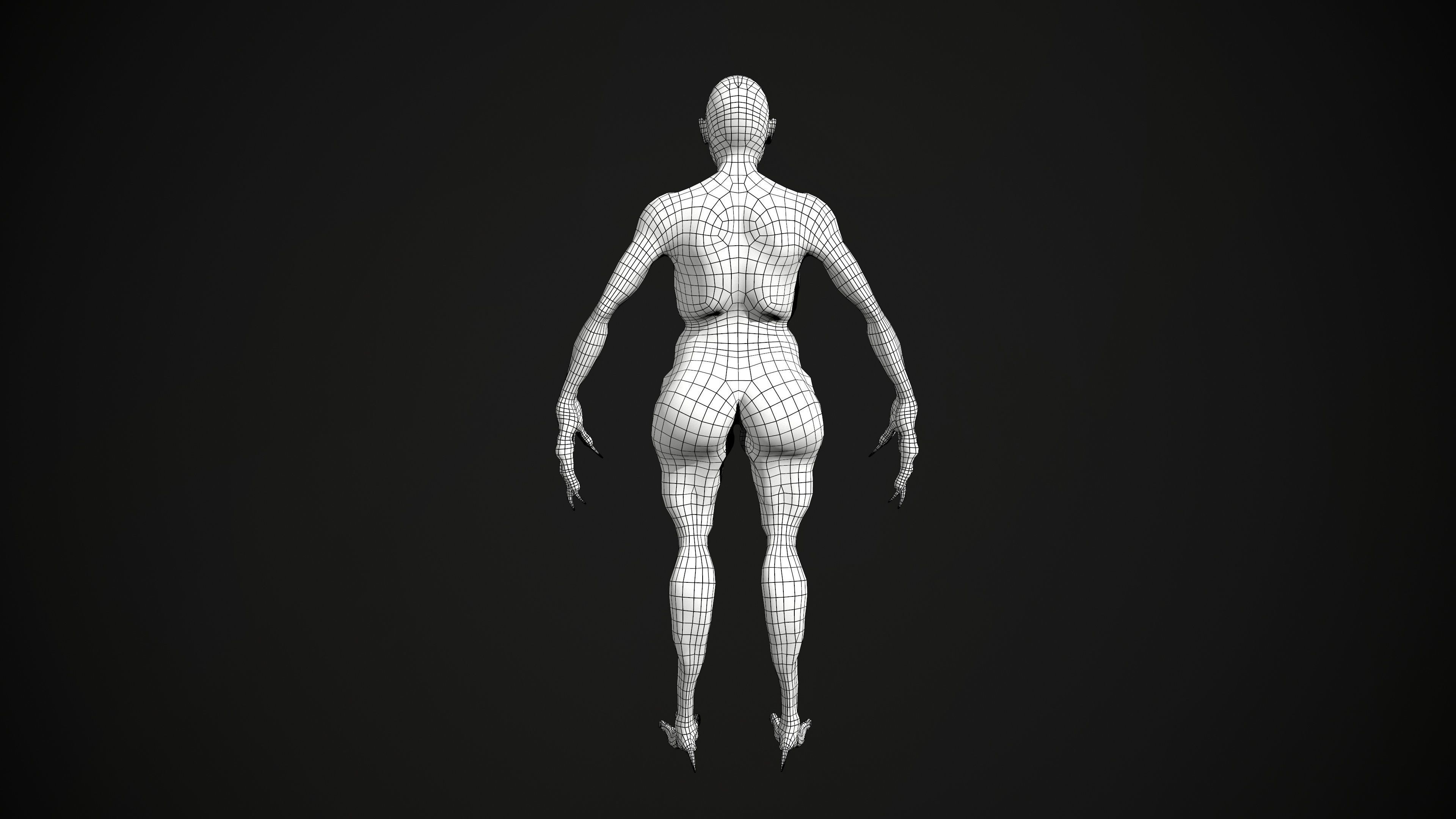 Mutant human skeleton Low-poly 3D model_10