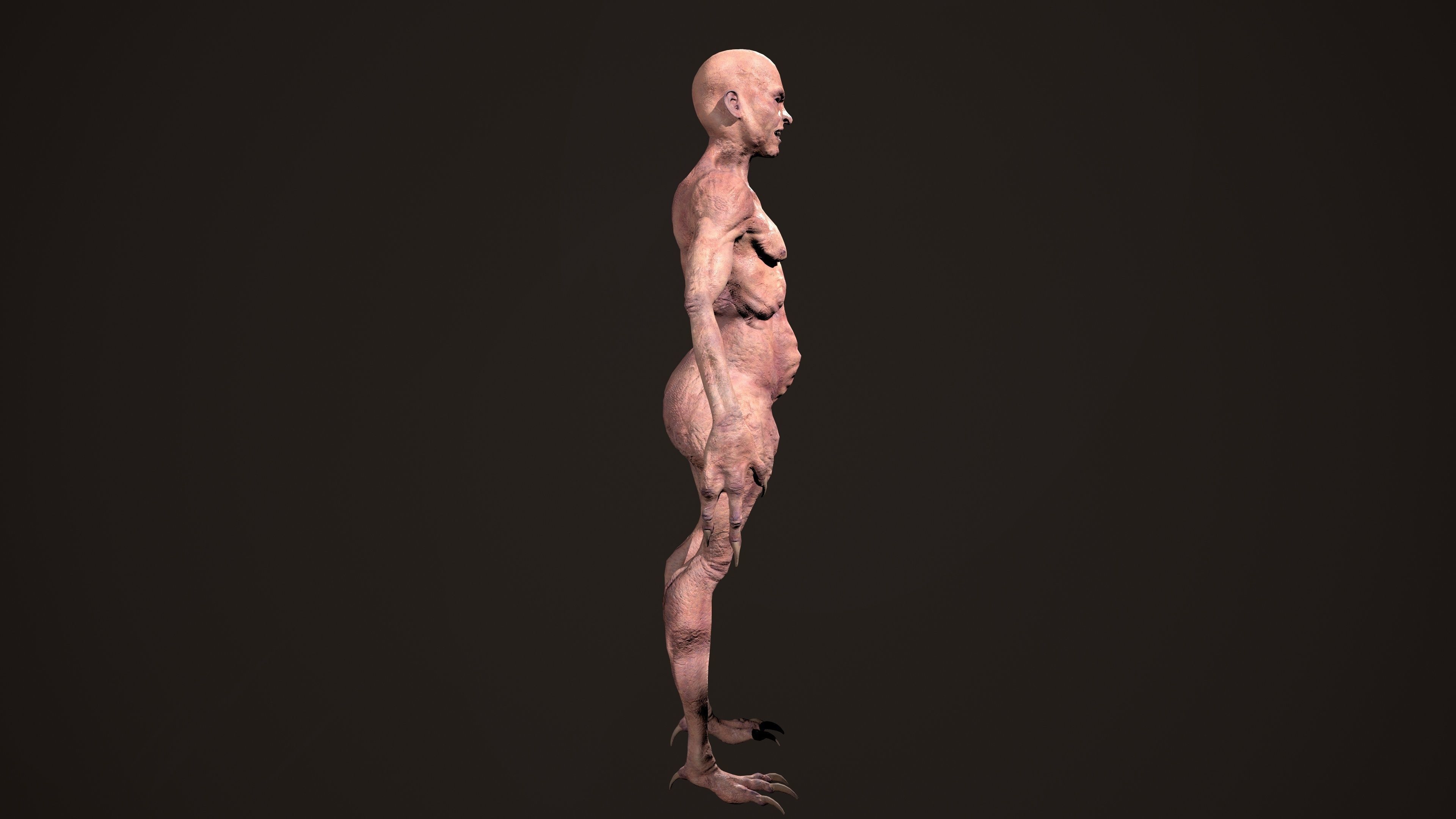 Mutant human skeleton Low-poly 3D model_3