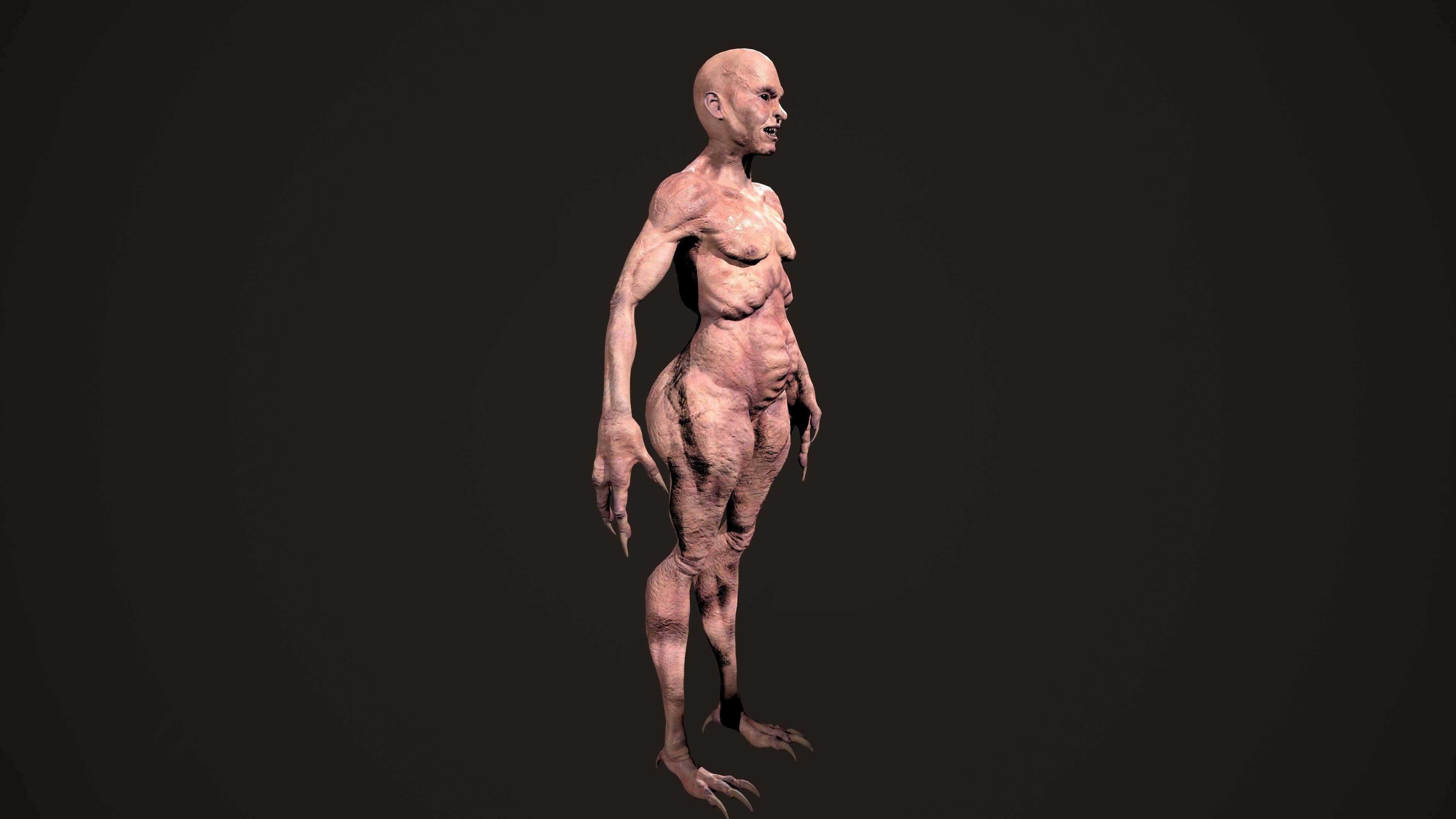 Mutant human skeleton Low-poly 3D model_2