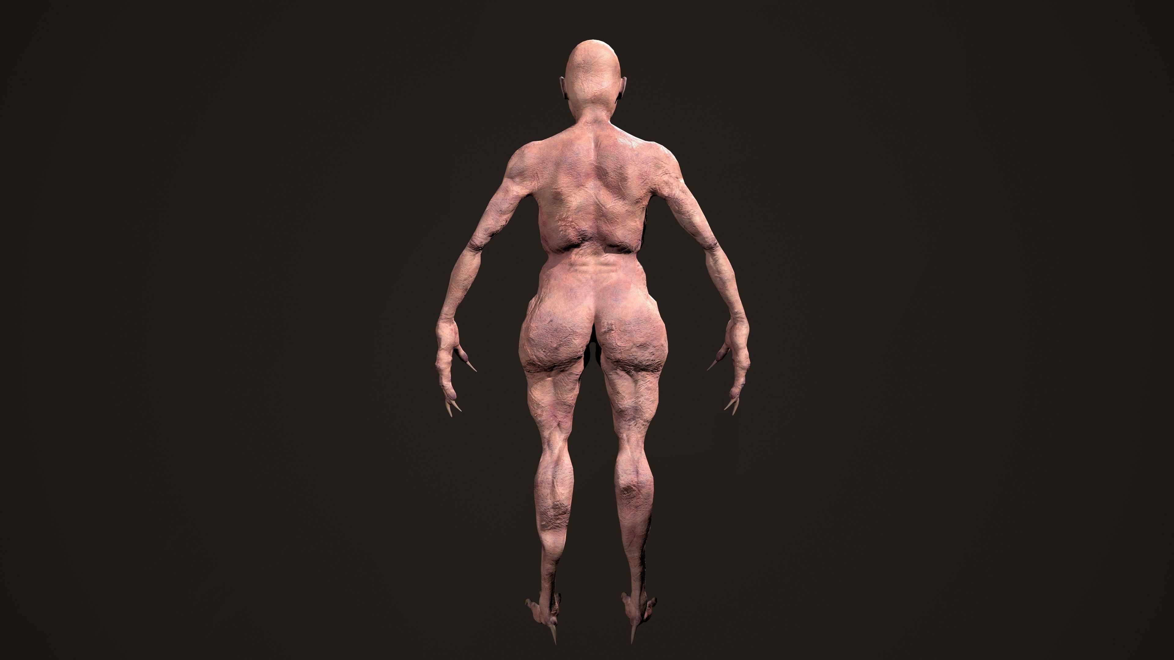 Mutant human skeleton Low-poly 3D model_5