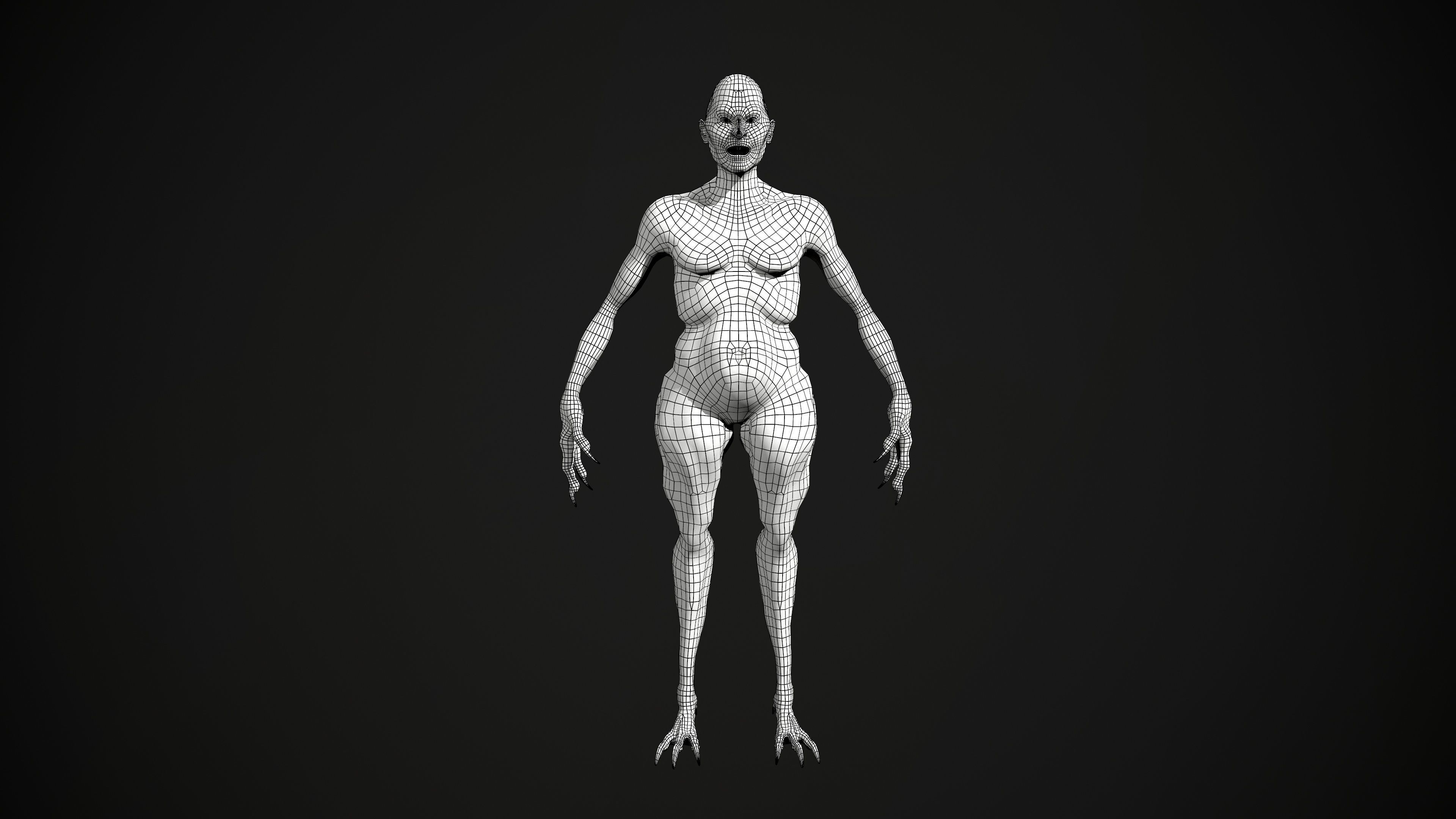 Mutant human skeleton Low-poly 3D model_9