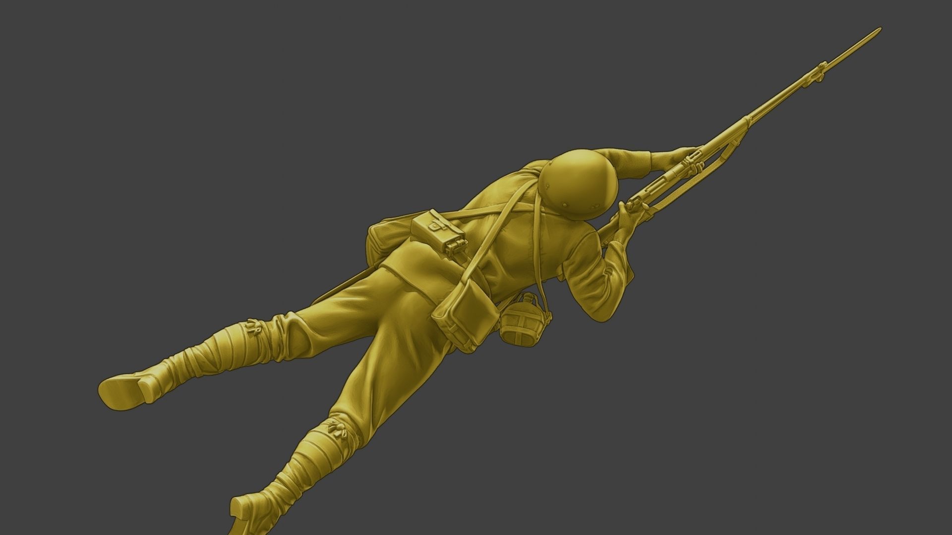 Japanese soldier ww2 Shoot Lying J2 3D print model_21