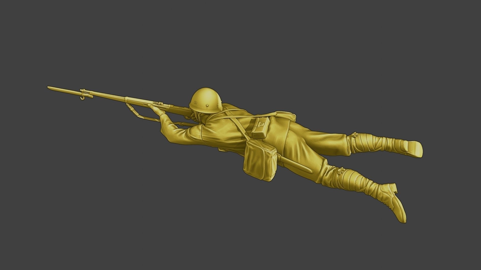 Japanese soldier ww2 Shoot Lying J2 3D print model_4