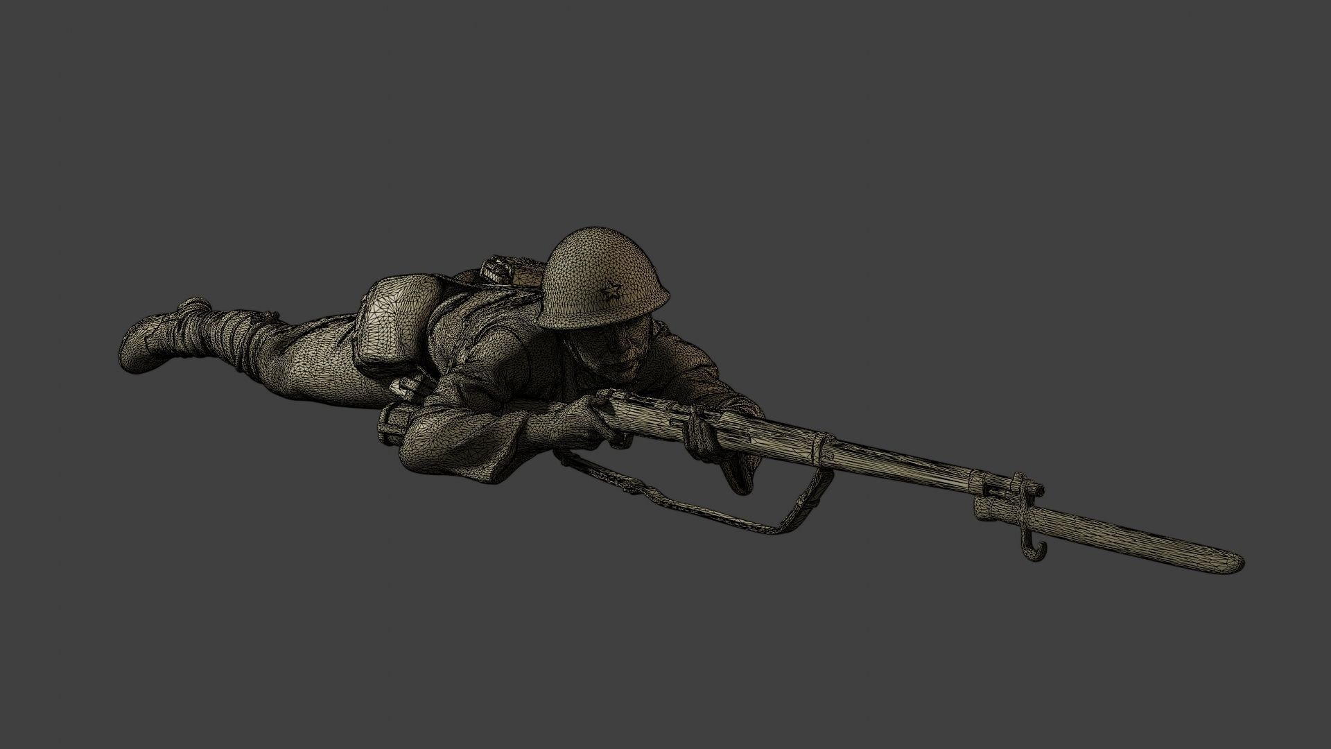 Japanese soldier ww2 Shoot Lying J2 3D print model_12